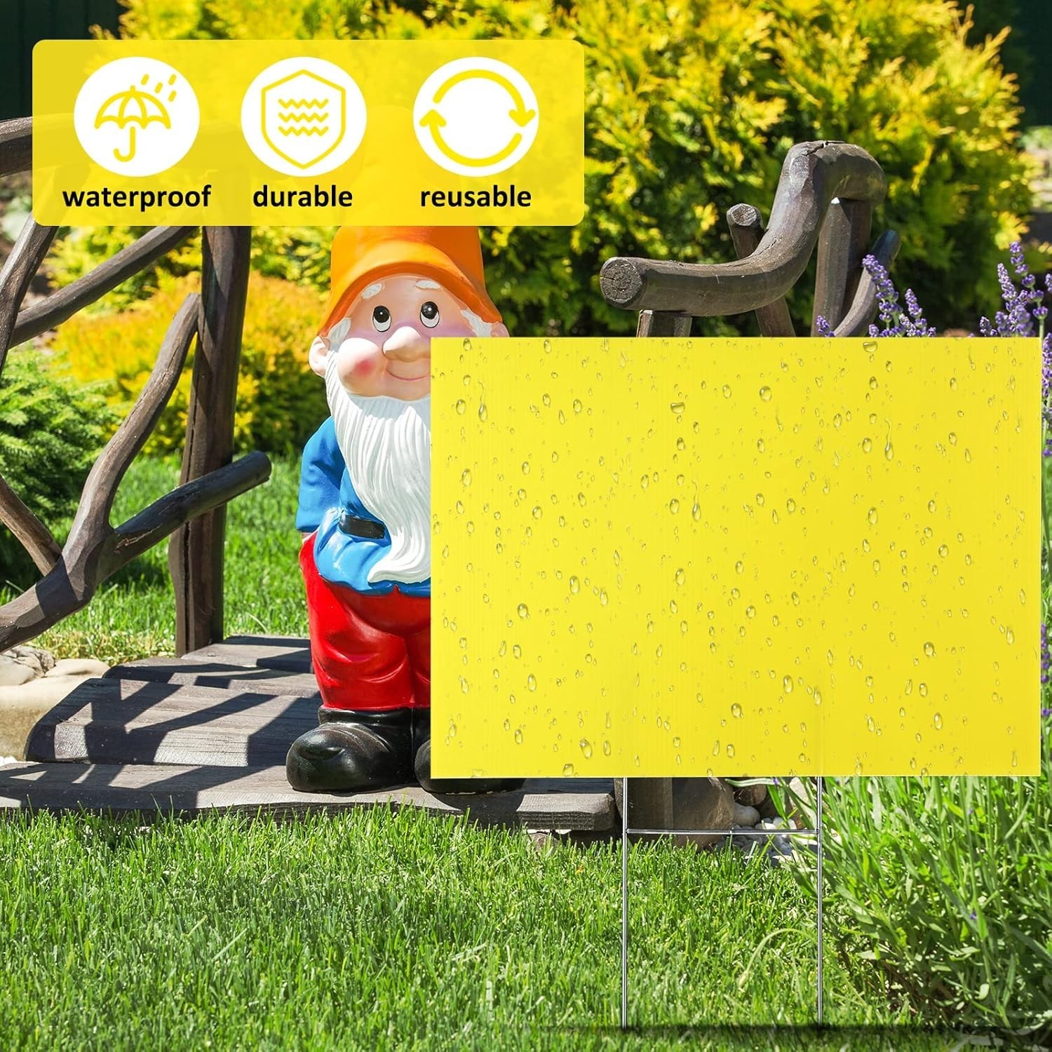 24 Blank Yard Signs with H Stakes – 12×18″ Waterproof Custom Plastic – Yellow