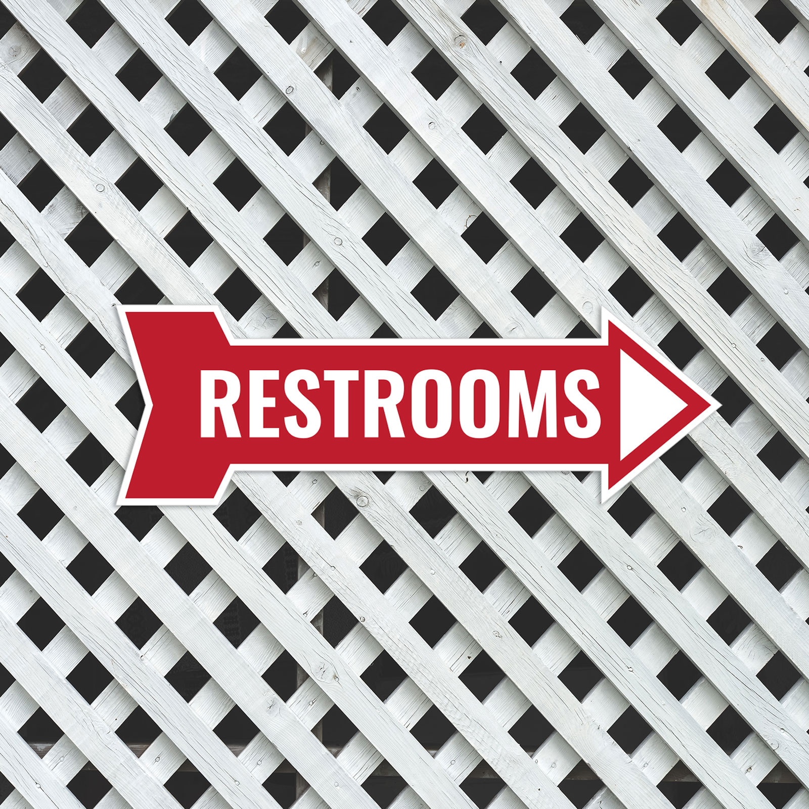 Arrow Shape Restrooms 12×4″ Wall or Door Sign | Bathroom Signage
