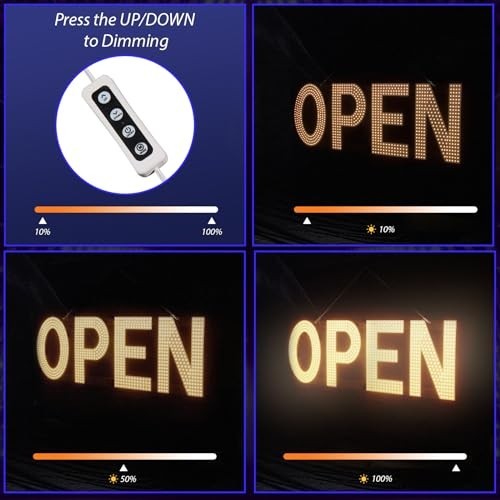 40×14 LED Open Sign Dimmable Electric Light Up Store Business Warm White
