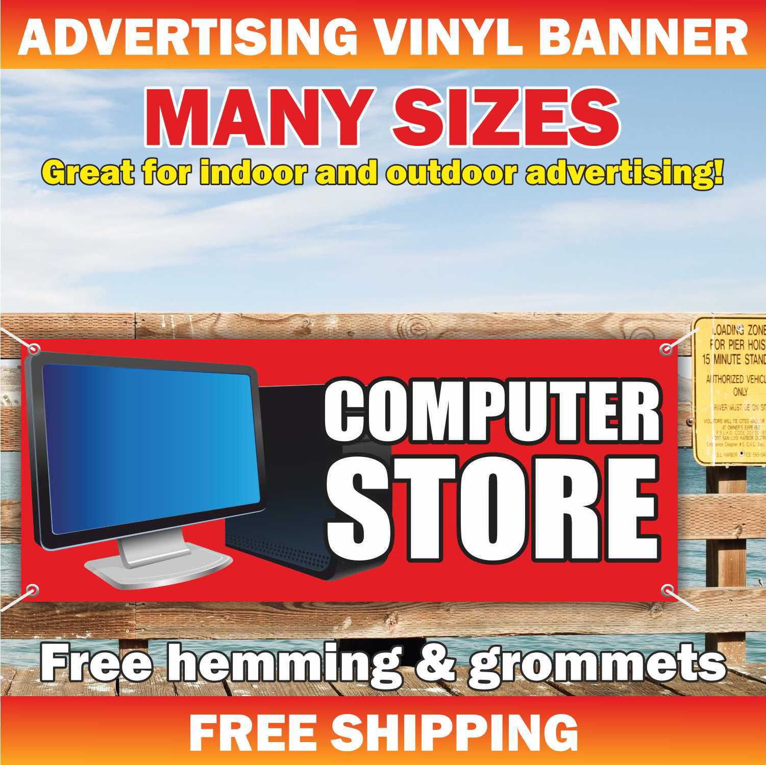 COMPUTER STORE Advertising Banner Vinyl Mesh Sign Flag Electronics Shop Sale