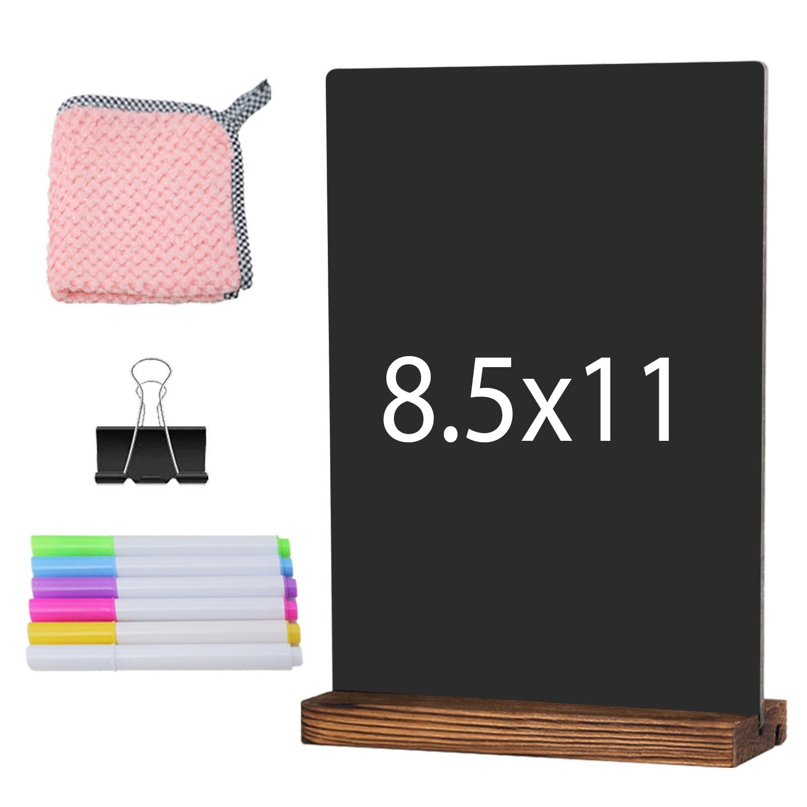 Desk Chalkboard Wood Sign Double-Sided Chalkboard with Wooden Base Decorative…