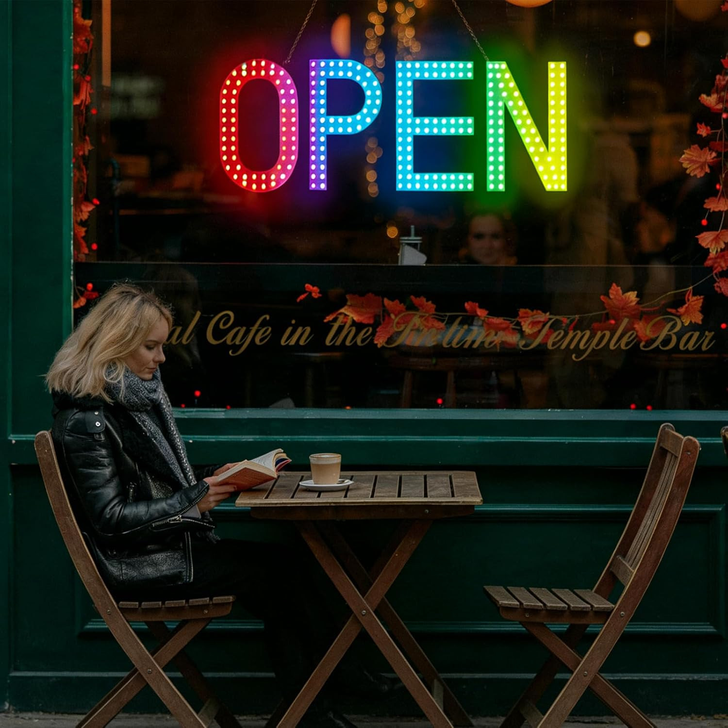 Super Bright Multi-Color LED Open Sign for Stores & Restaurants – 40″ x 14