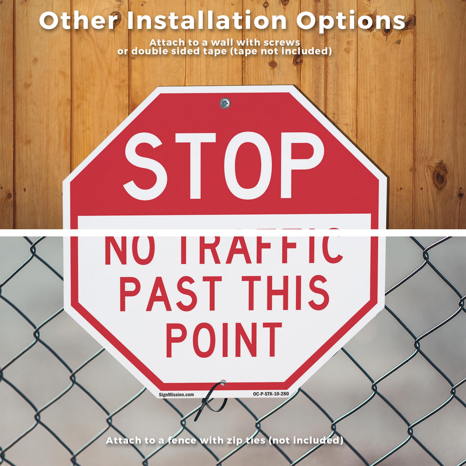 Stop No Traffic Past This Point Octagon Sign With Stake Weather Resistant