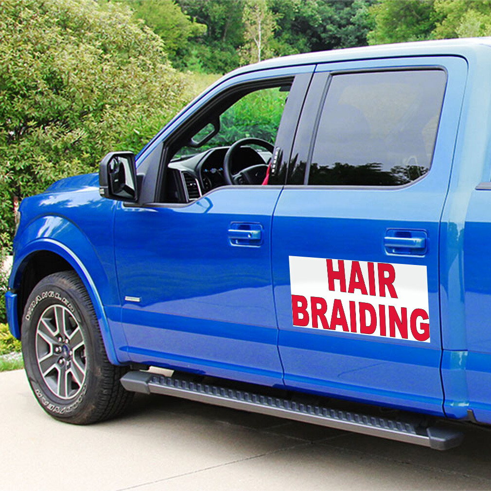 Car Magnet Set of 2 Hair Braiding Red B Car Advertising Industrial Sign