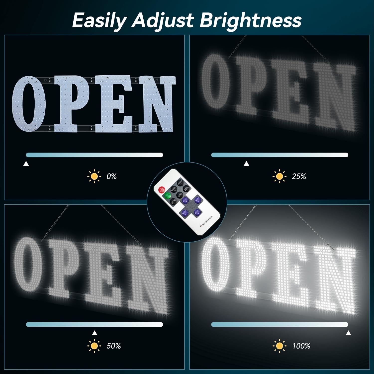 40″ x 14″ Large LED Open Sign with Remote Control High Bright Visibility Busi…