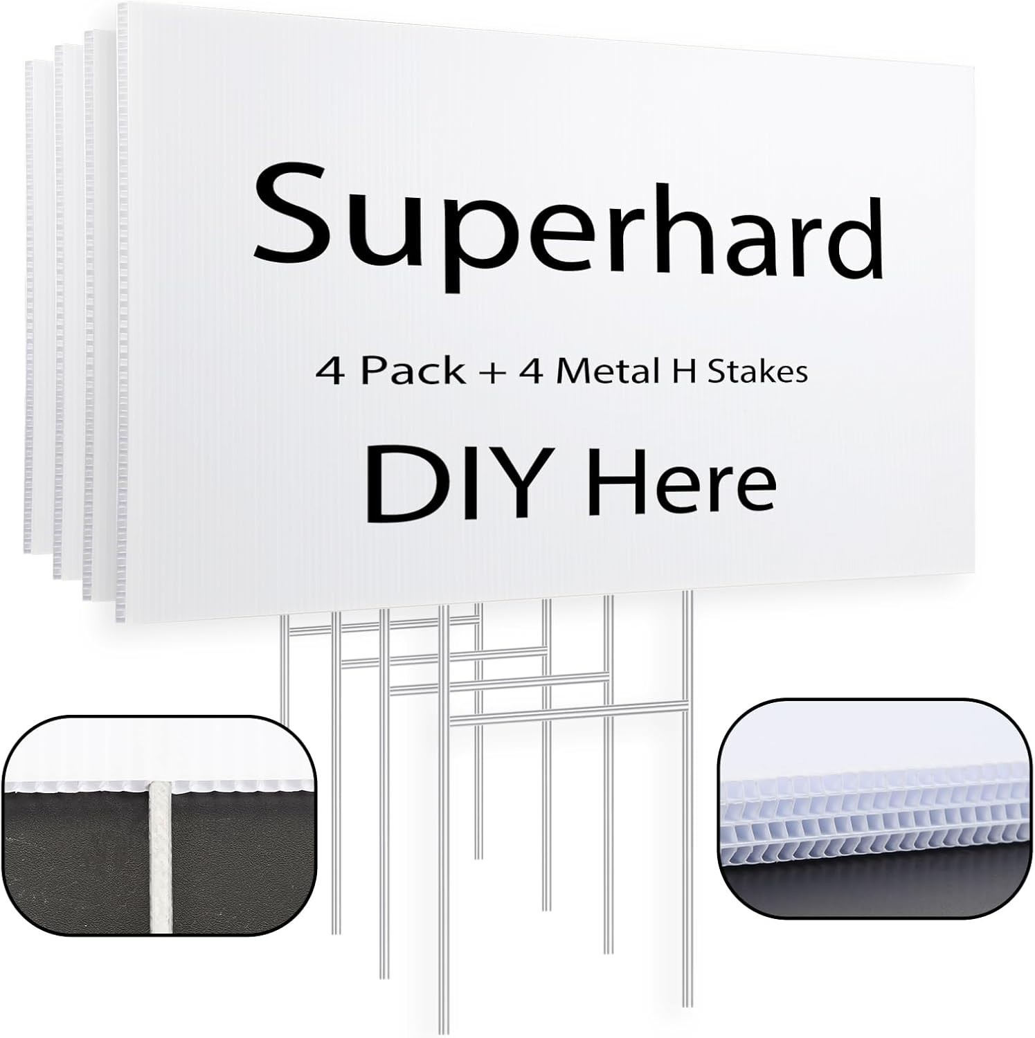 Customizable 17×12 Lawn Signs with Metal Stakes – 4 Pack, Waterproof & Sturdy