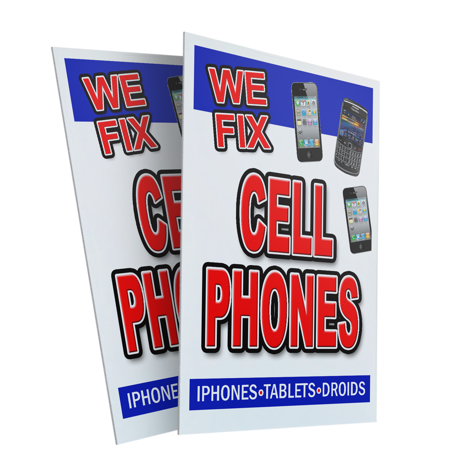 A-frame Sidewalk We Fix Cell Phones 24″ x 36″ Double Sided A-Frame Sidewalk Sign