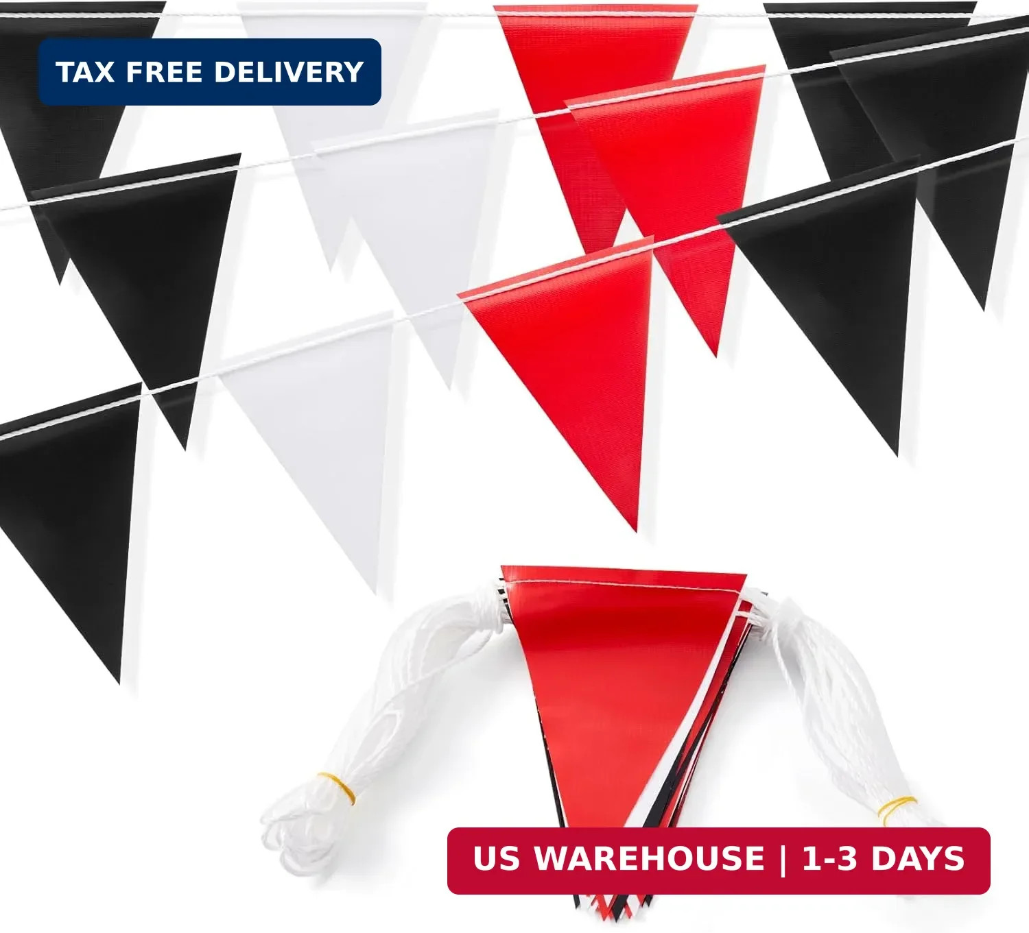 Caution Safety Pennant Flags – Multipurpose 105FT Colored Triangle Warning Banne