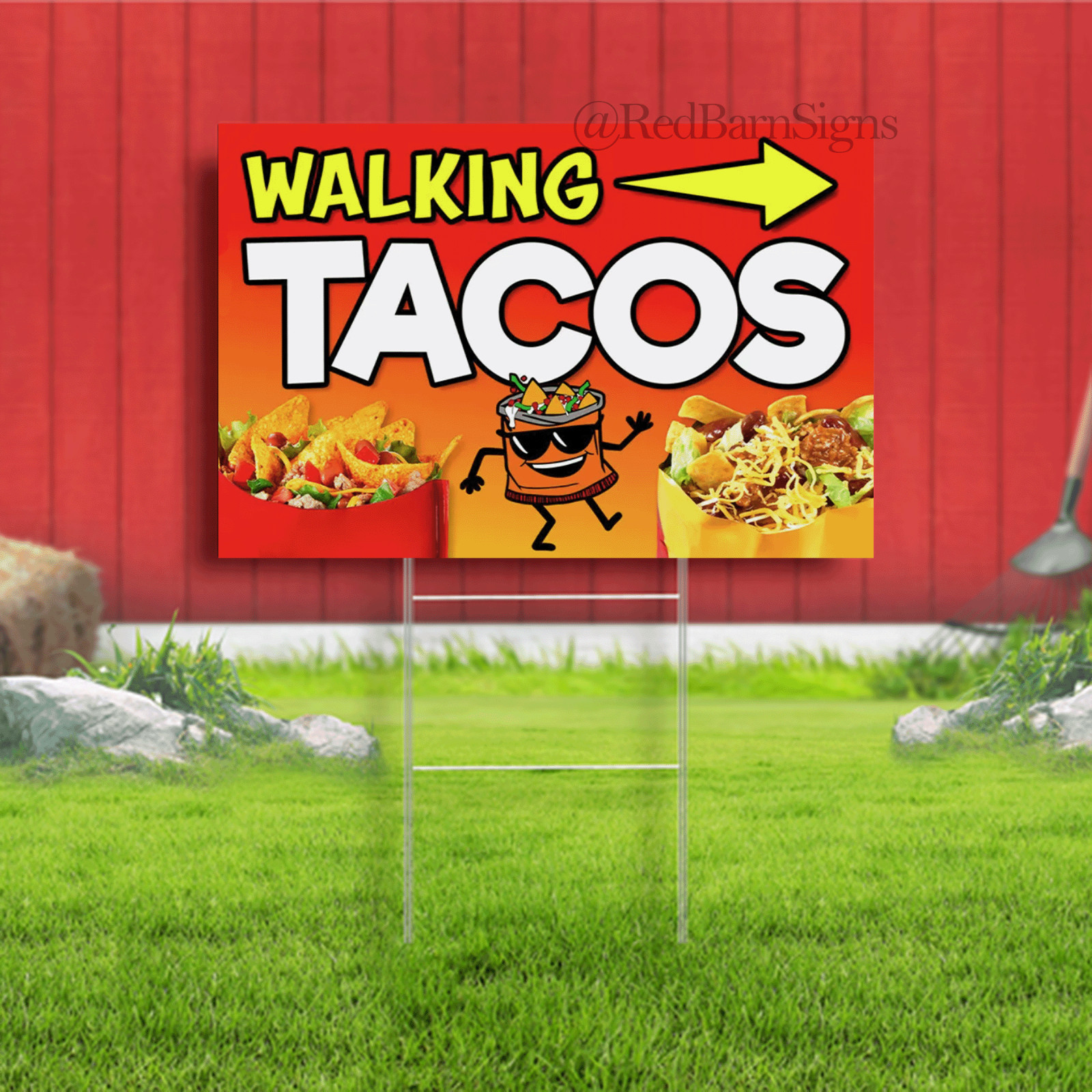 Walking Tacos Yard Signs with Metal Stakes Indoor Outdoor