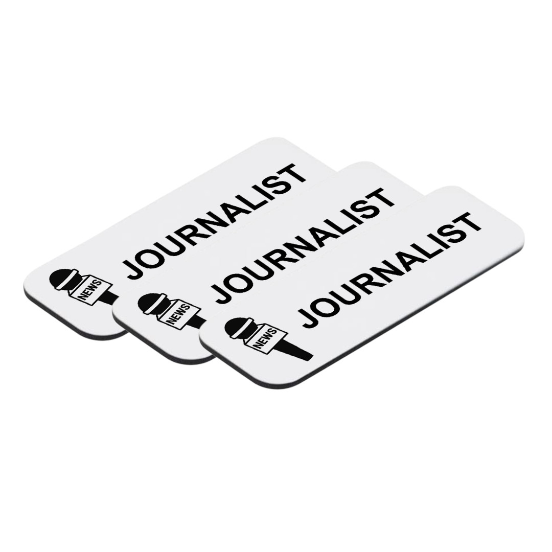 Journalist 1 x 3″ Name Tag/Badge, (3 Pack)
