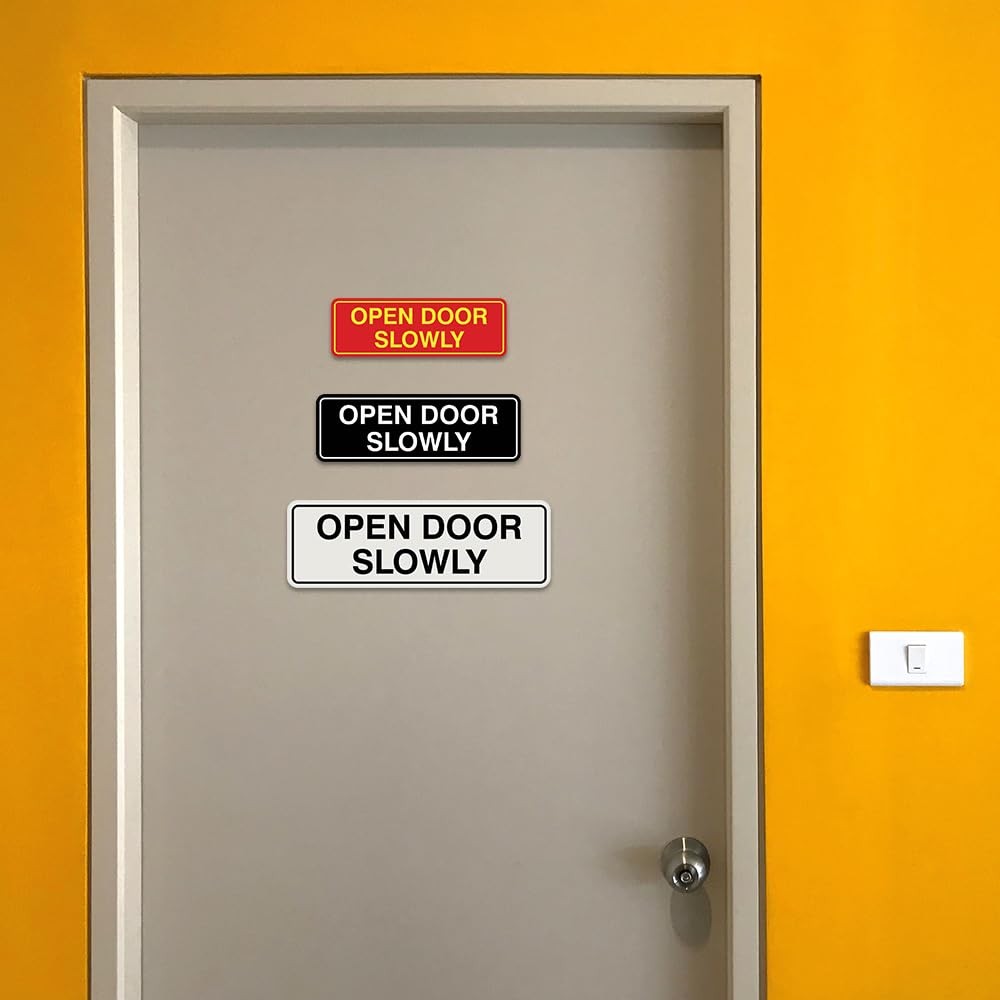 All Quality Standard Open Door Slowly Door/Wall Sign – Blue – Small 10 Pack
