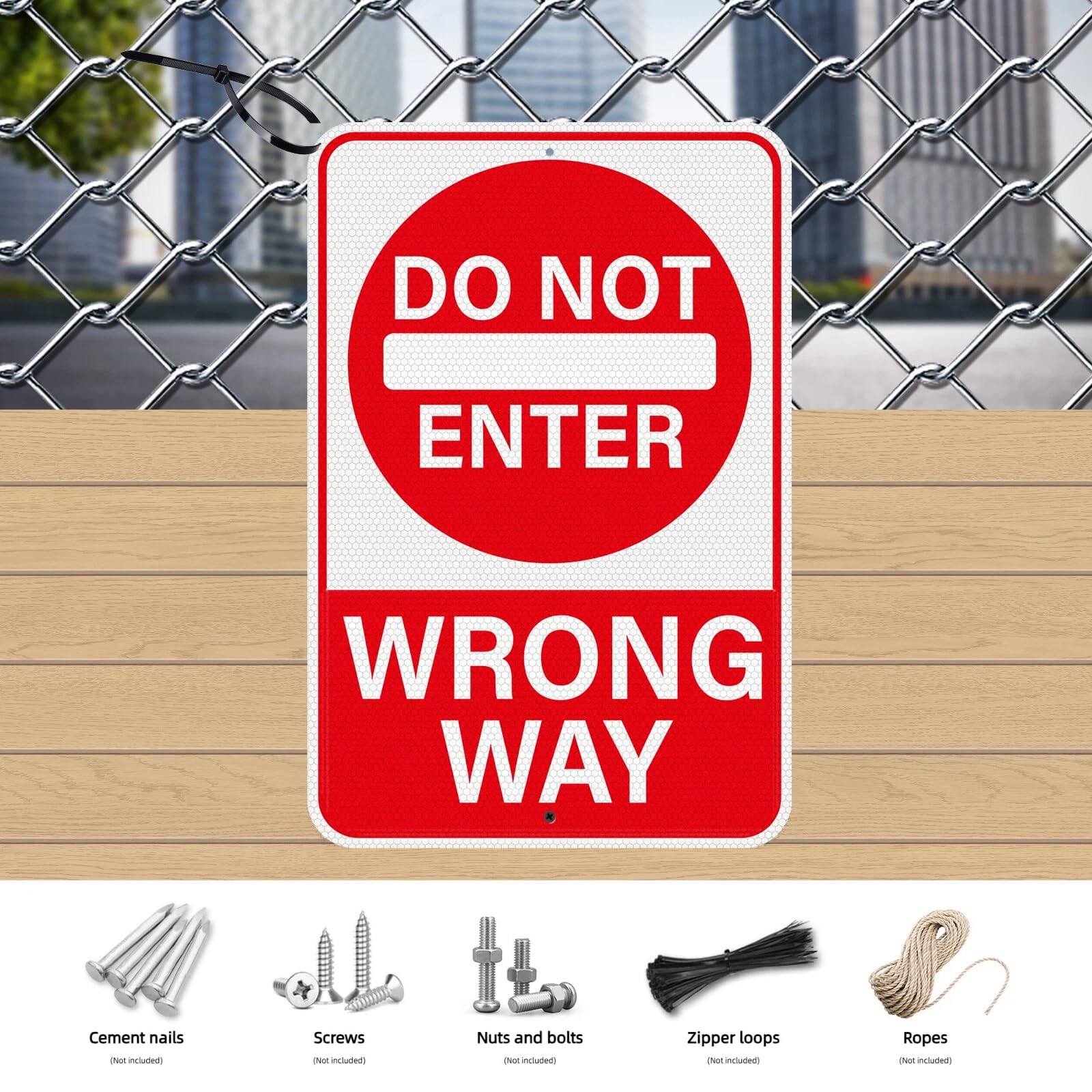 2 Pack Do Not Enter Wrong Way Sign 18 × 12 Inches Reflective Waterproof Fade …