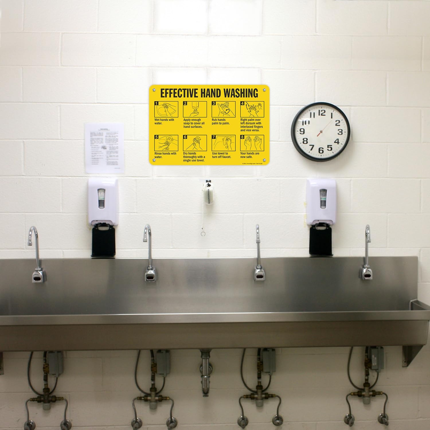12×18 Inch Effective Hand Washing Metal Sign, Instructions Rustproof Aluminum