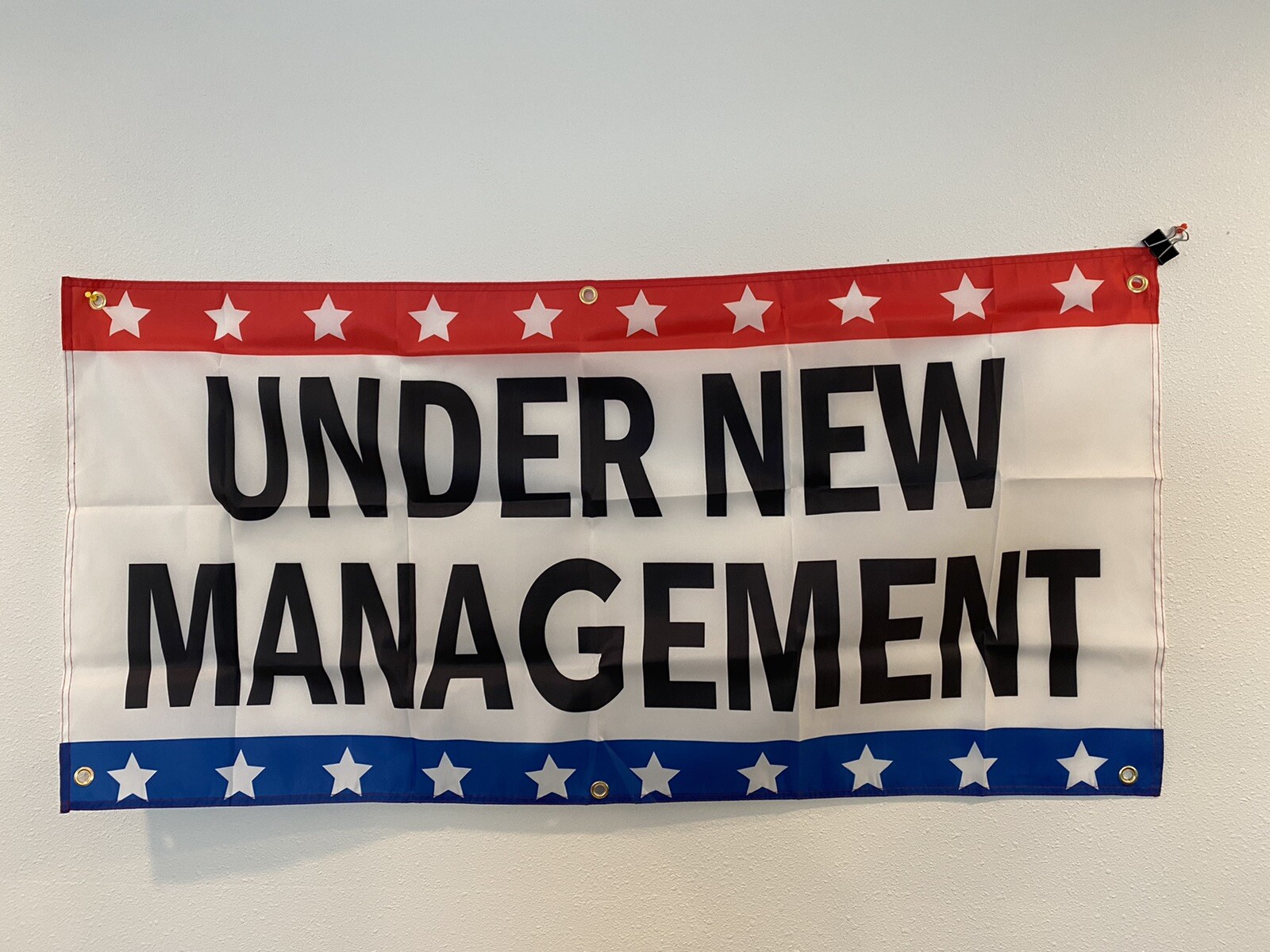 2×4 ft UNDER NEW MANAGEMENT Banner Sign Store Retail -Super Polyester Fabric-A3