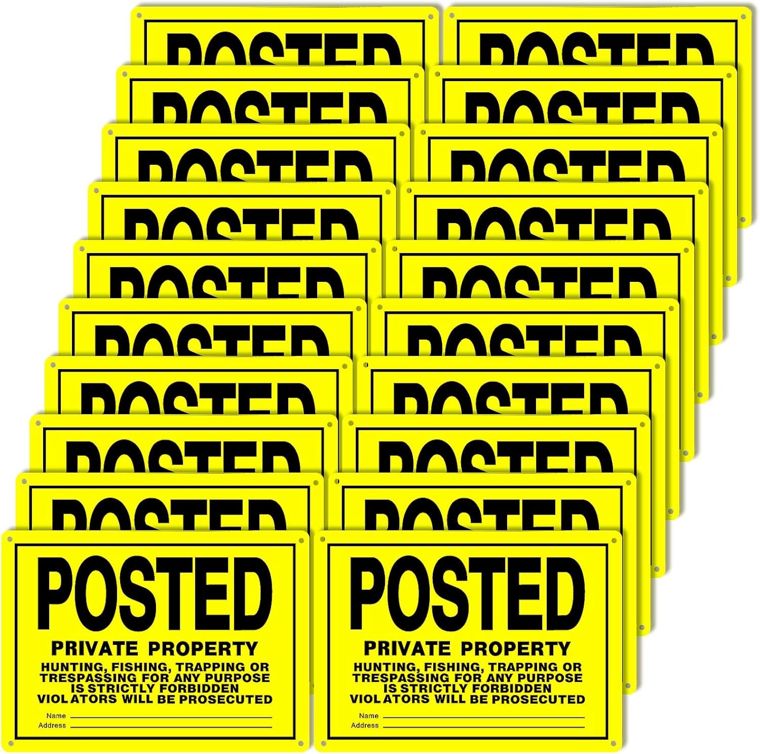 20 Pcs 10″x7″ Posted Signs No Trespassing No Hunting Signs Private Property