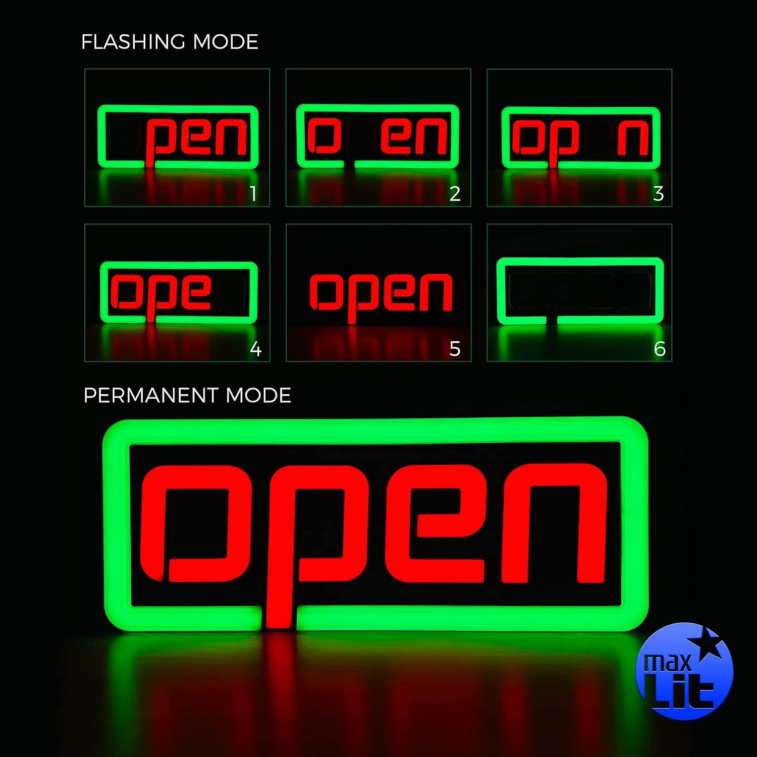 [New 2025] Jumbo 30” X 13” Ultra Bright LED Neon Open Sign — Remote Controlle