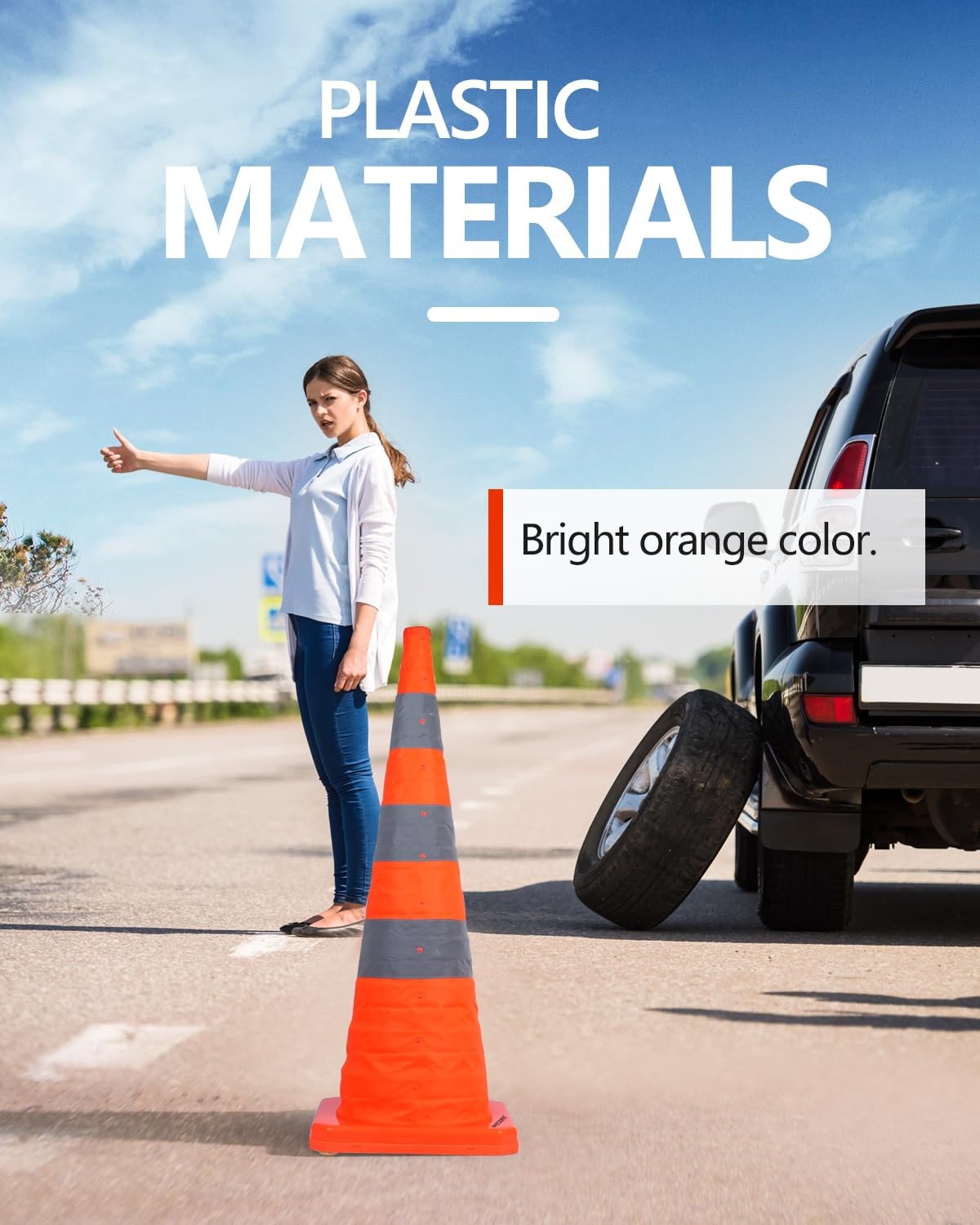 BATTIFE [4 Pack] 36 Inch Collapsible Traffic Safety Cones, 36inch, Orange