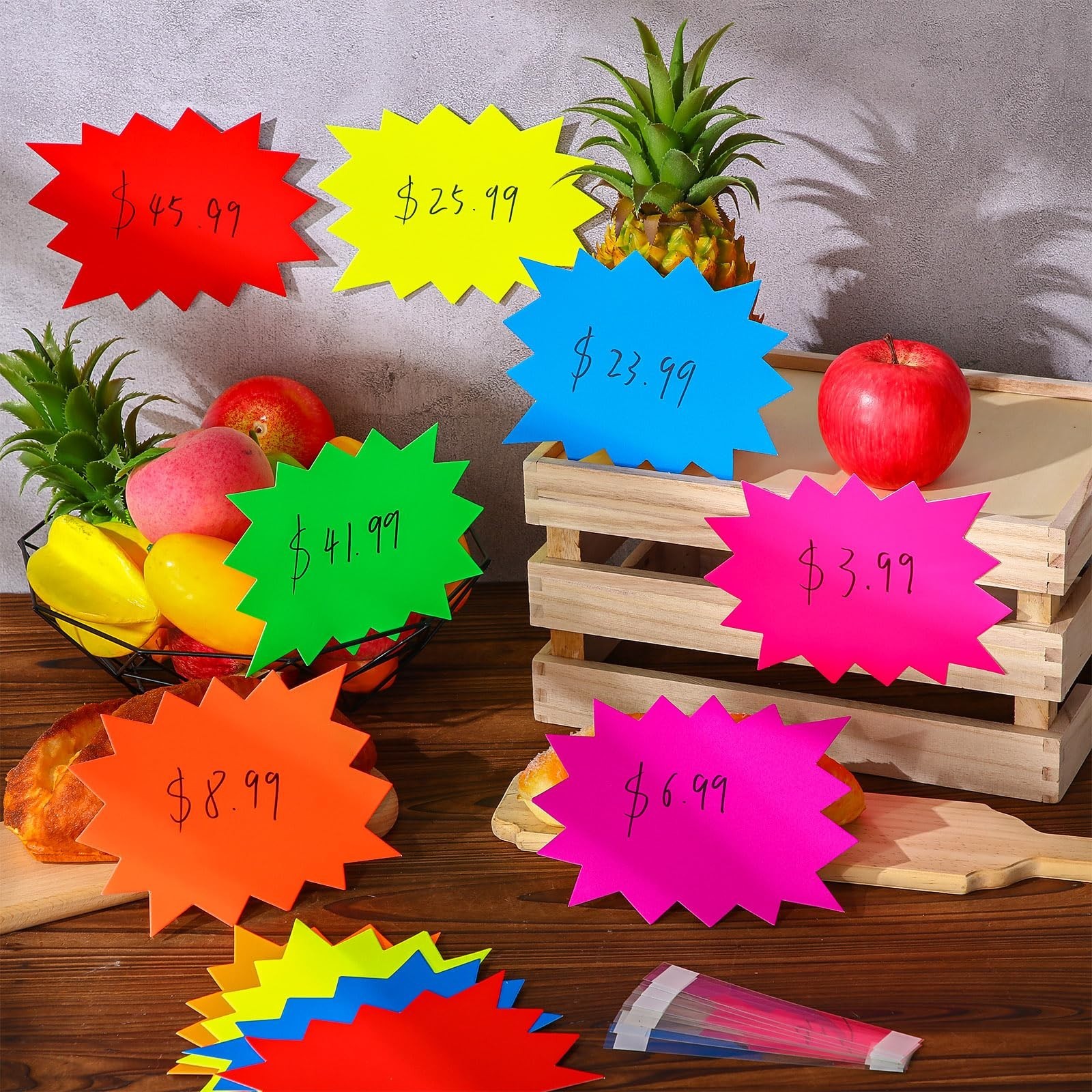 360 Pcs Neon Starburst Signs – 5″x6.7″ Colorful Cutouts for Retail & Yard Sale