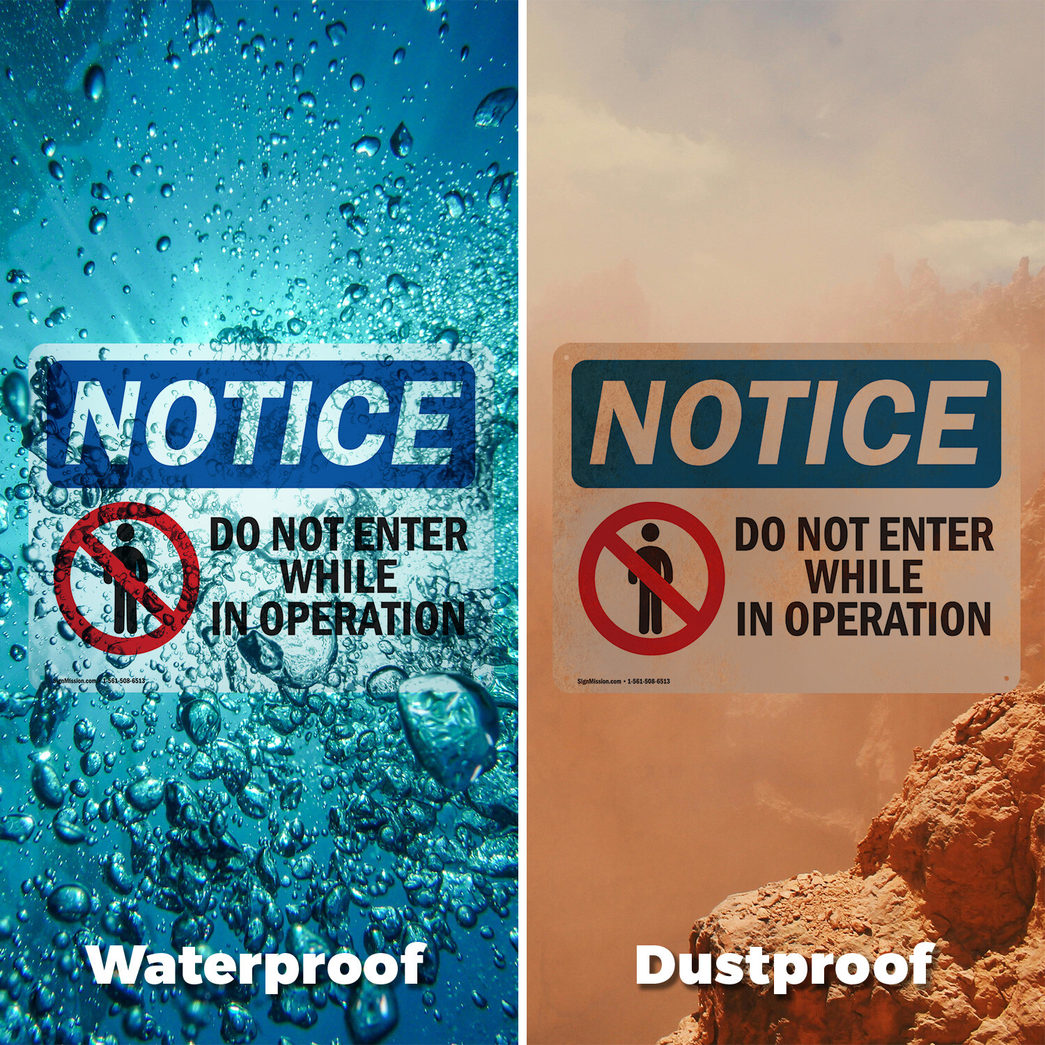 (2 Pack) Do Not Enter While In Operation OSHA Notice Sign Decal Metal Plastic
