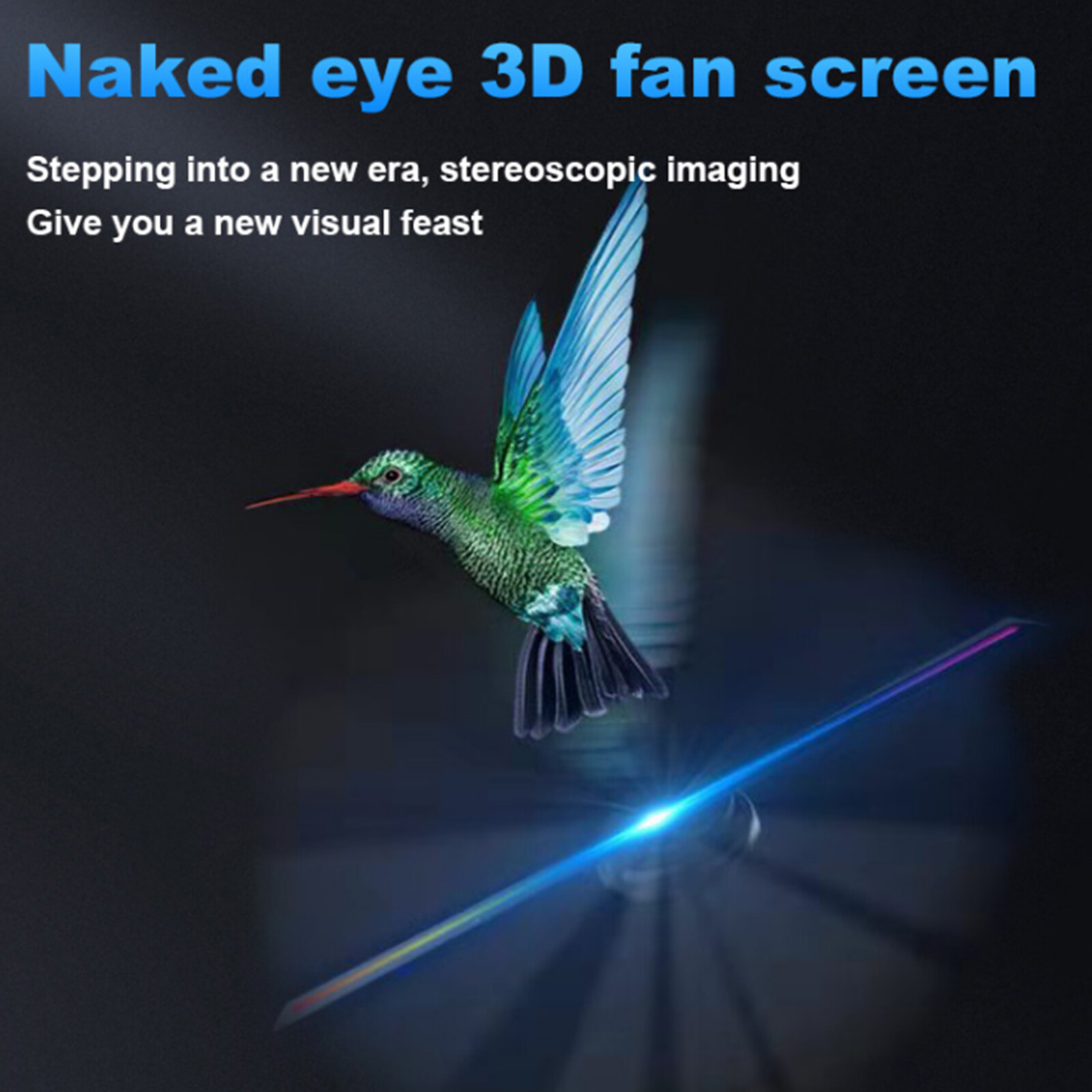 3D 1080P LED Holographic Fan Hologram Fan Projector Light RGB Sign Bar w/Control