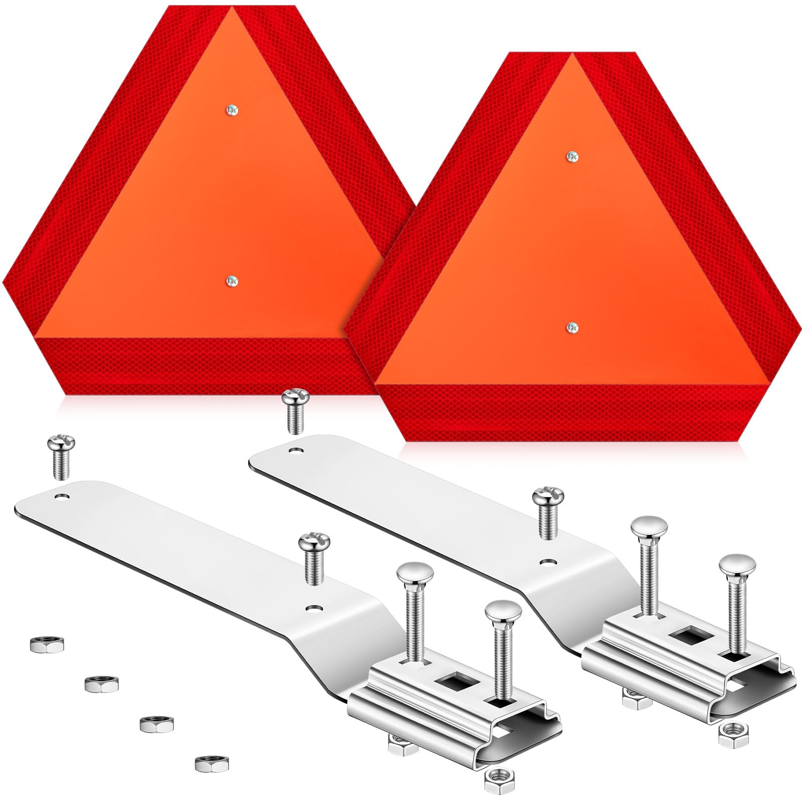 2 Sets Slow Moving Vehicle Sign 14 x 16 Inch Aluminum Triangle SMV Warning