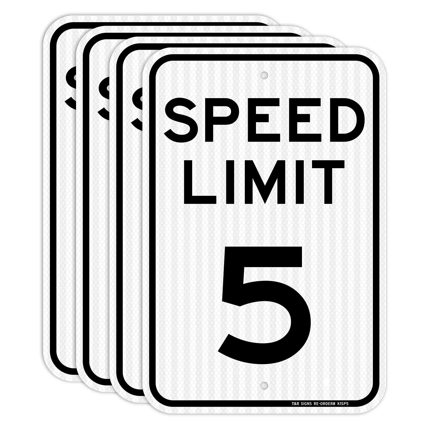 4 Pack Speed Limit 5 MPH Sign, Slow Down, Traffic Sign, 18″ x 12″ Engineer Gr…