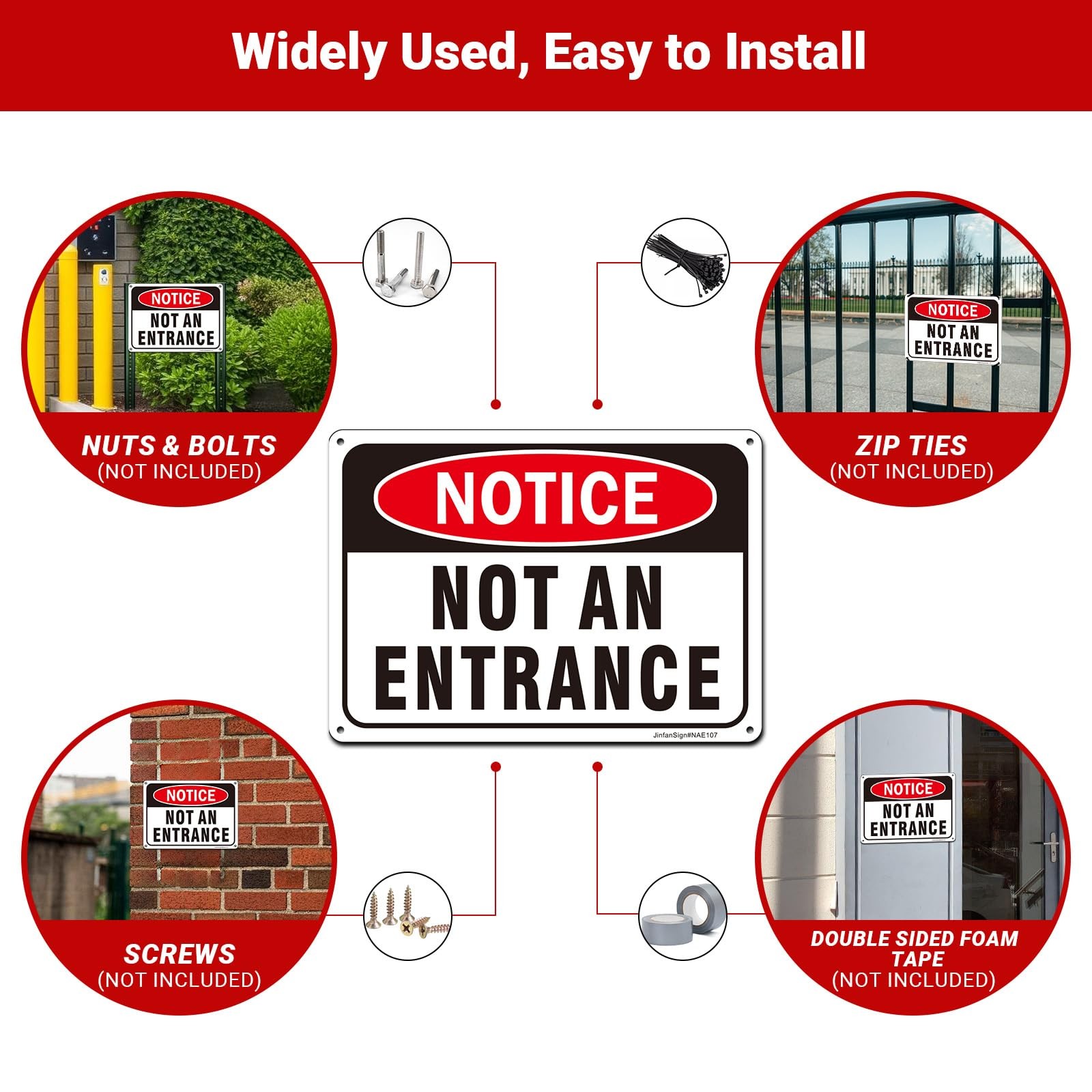 (2 Pack) Not An Entrance Sign, No Entry Do Not Enter Use Other Door Sign, 10″…