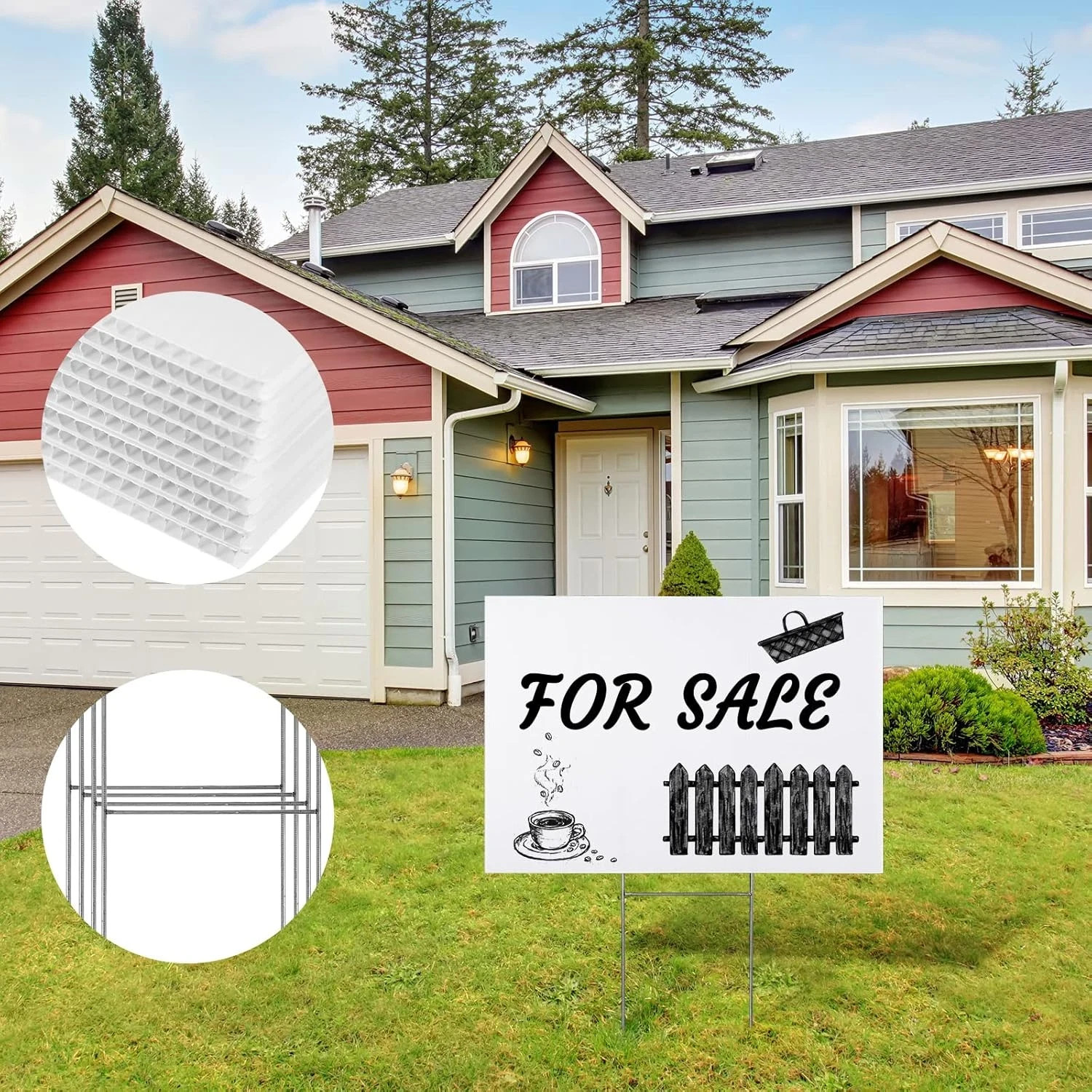 24 Blank Yard Signs with Stakes – Waterproof Double-Sided 12×18 Inch White Signs