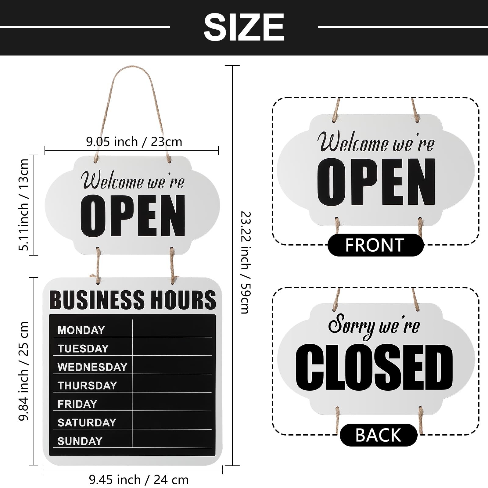 Business Hours Hanging Chalkboard Open Closed Sign Wooden Welcome Chalk Board…
