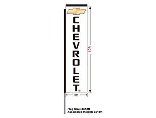 Chevrolet Rectangular Flag, Kit with 15′ Pole and Ground Spike, 3’W x 12’H
