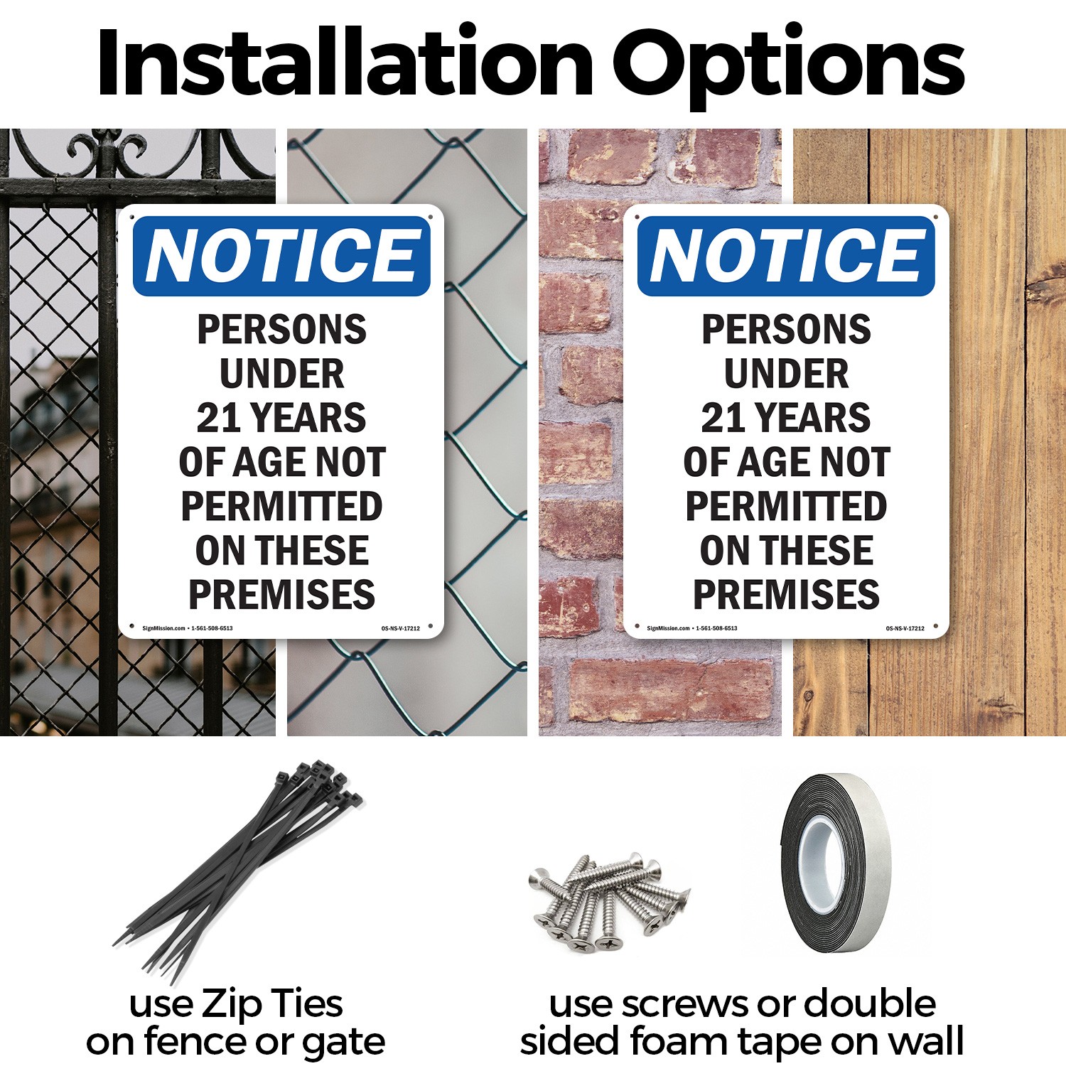 Persons Under 21 Years Of Age OSHA Notice Sign Metal Plastic, Decal 5 or 10 Pack