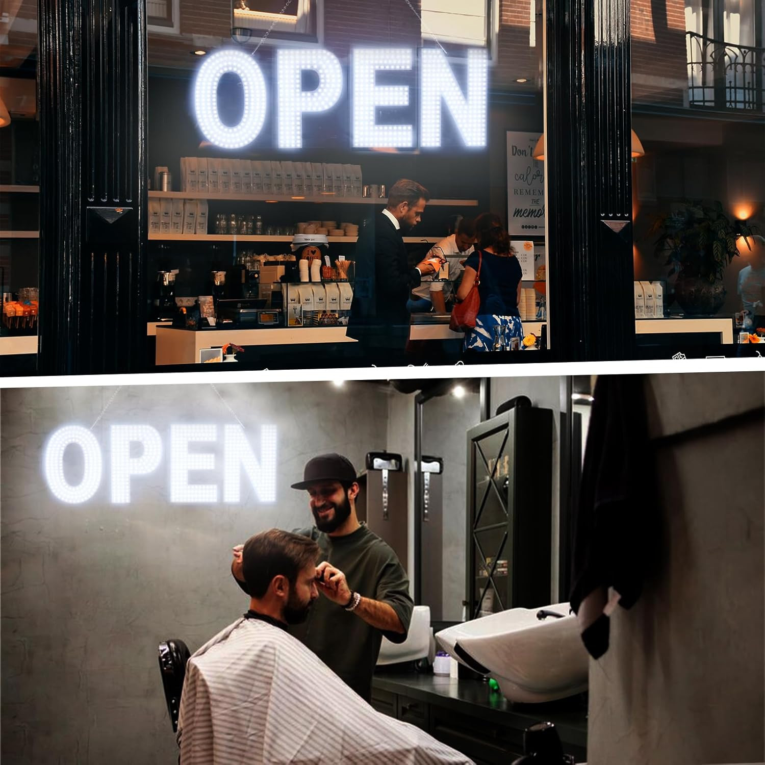 Dimmable 30″x10″ LED Open Sign for Business – Salon, Gym, Cafe, Store, Bar