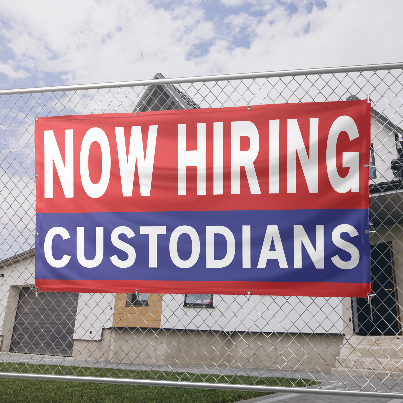 Now Hiring Custodians 13 oz Heavy Duty Vinyl Banner Jobs Available Custodial