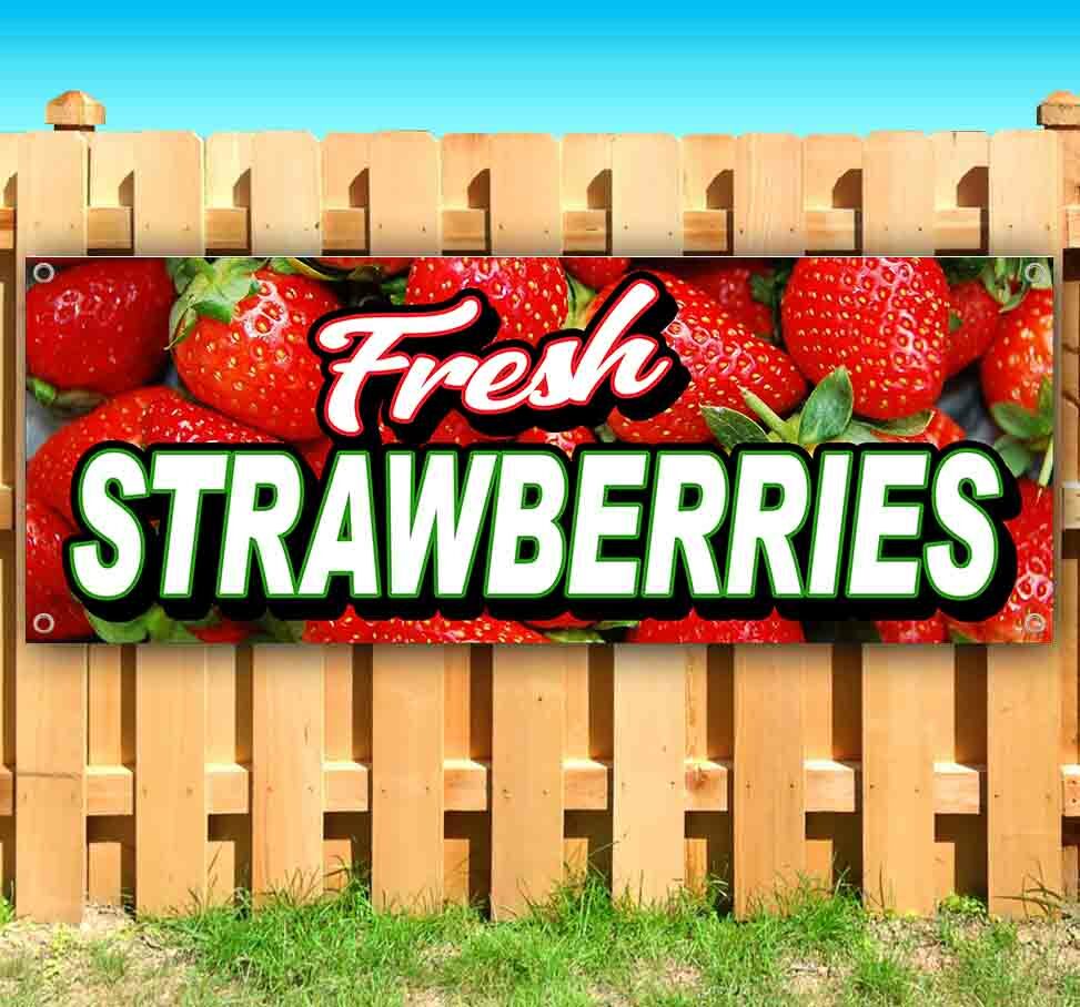 FRESH STRAWBERRIES Advertising Vinyl Banner Flag Sign Many Sizes FRUIT FOOD