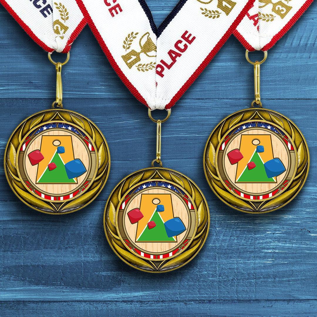 All Quality Wreath Design Cornhole Medal – 1st, 2nd, 3rd Place