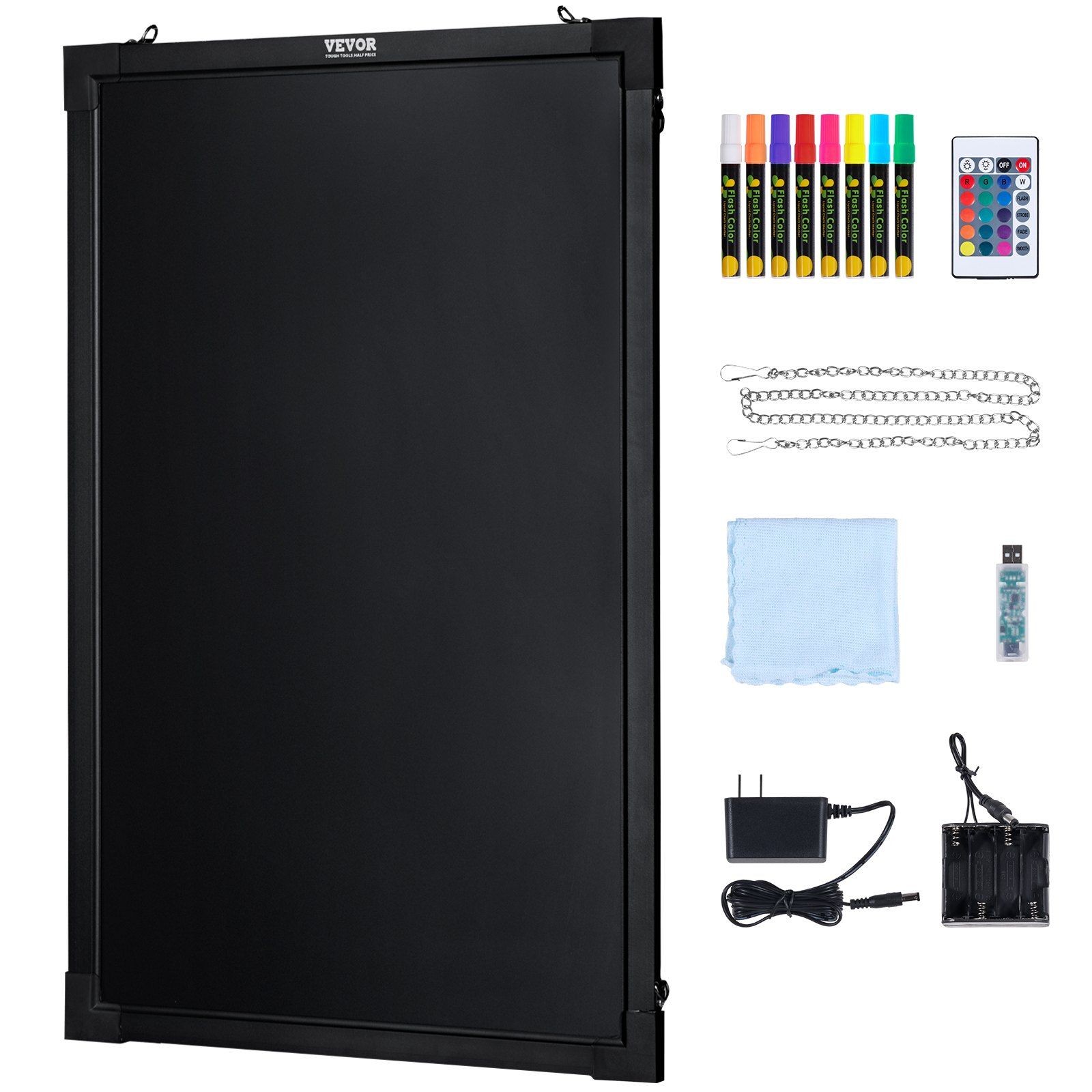 16×12 LED Message Board with Remote, Erasable Neon Effect, 8 Markers