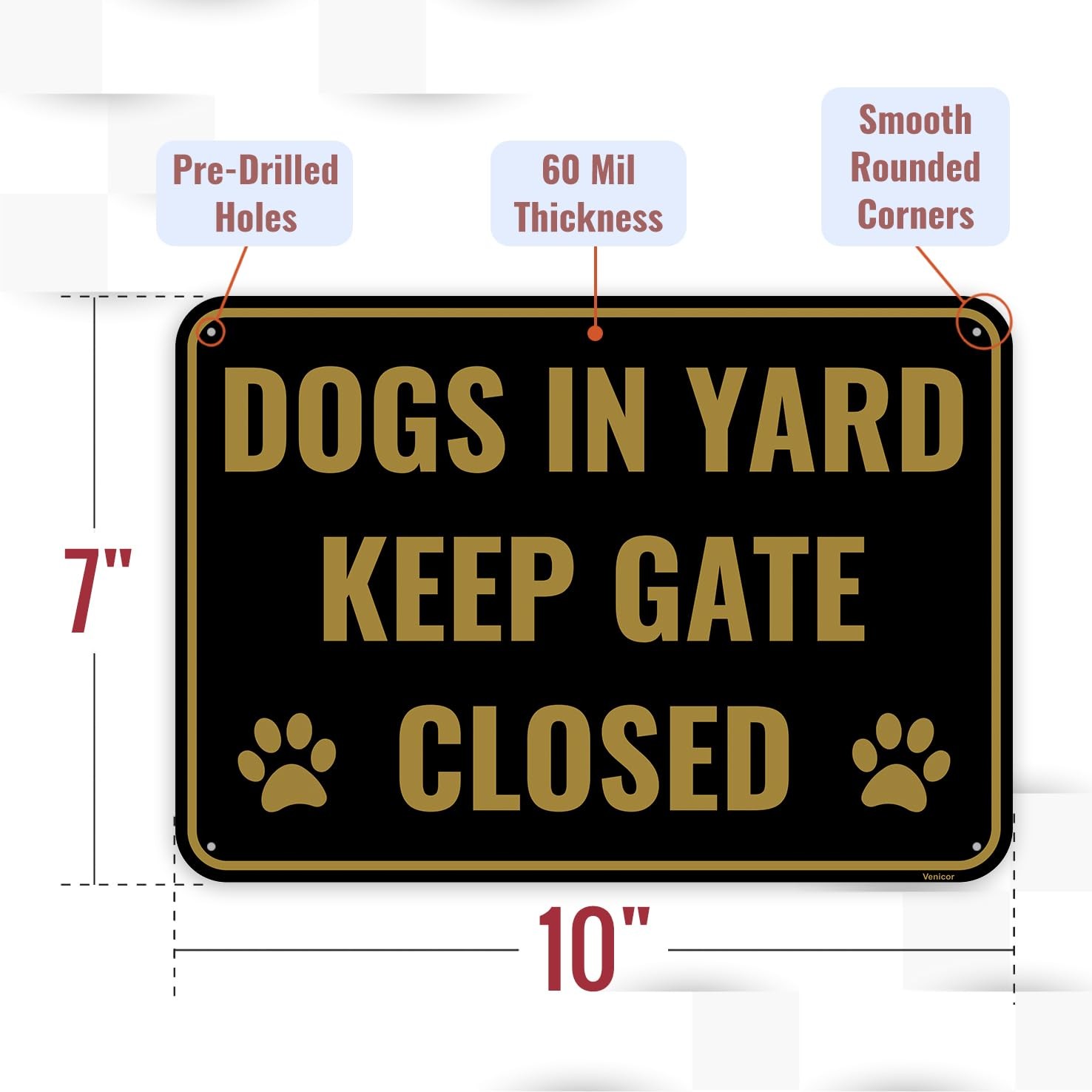 2PC Dog In Yard Keep Gate Closed Sign, 10 x 7 Inches – Aluminum – Please Clos…