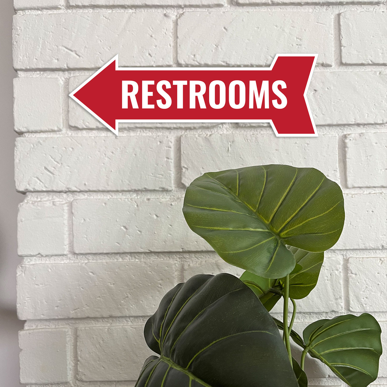Arrow Shape Restrooms 12×4″ Wall or Door Sign | Bathroom Signage