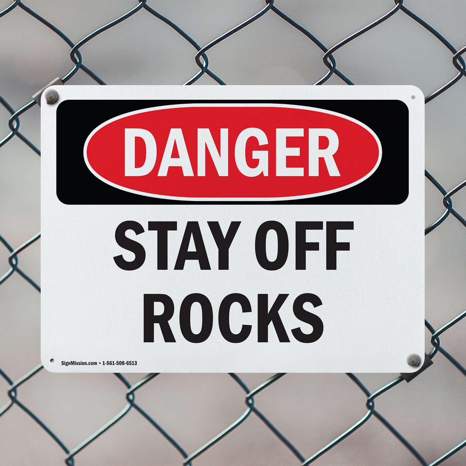 (2 Pack) Stay Off Rocks OSHA Danger Sign Decal Metal Plastic