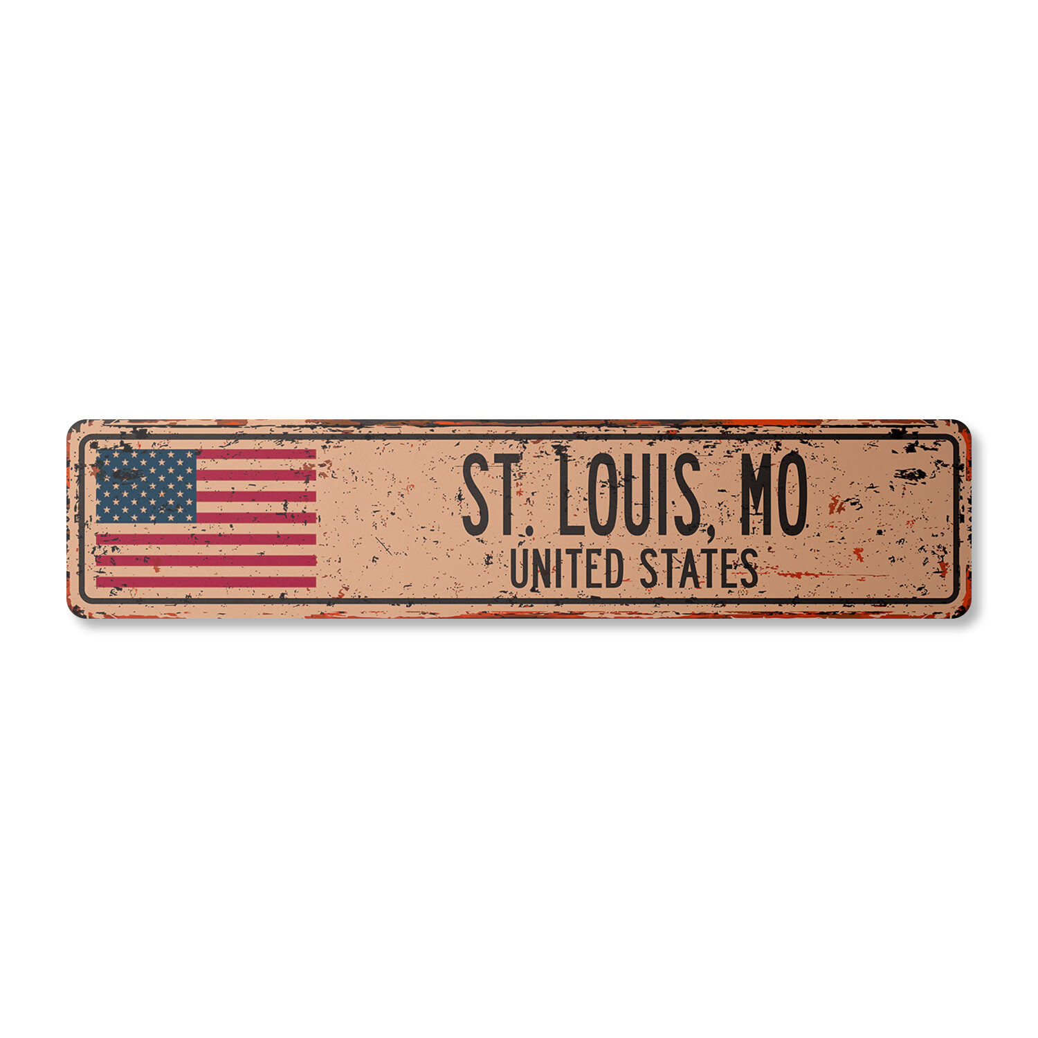 ST. LOUIS MO UNITED STATES Vintage Street Sign American flag city country rustic