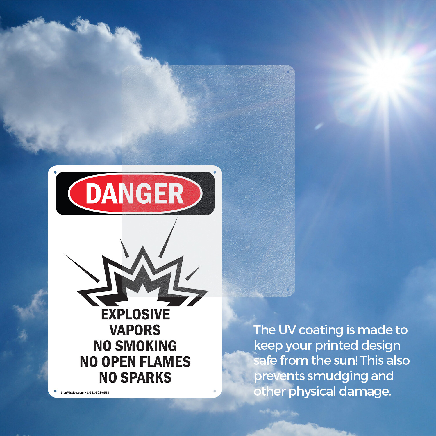 (2 Pack) Explosive Vapors No OSHA Danger Sign Decal Metal Plastic