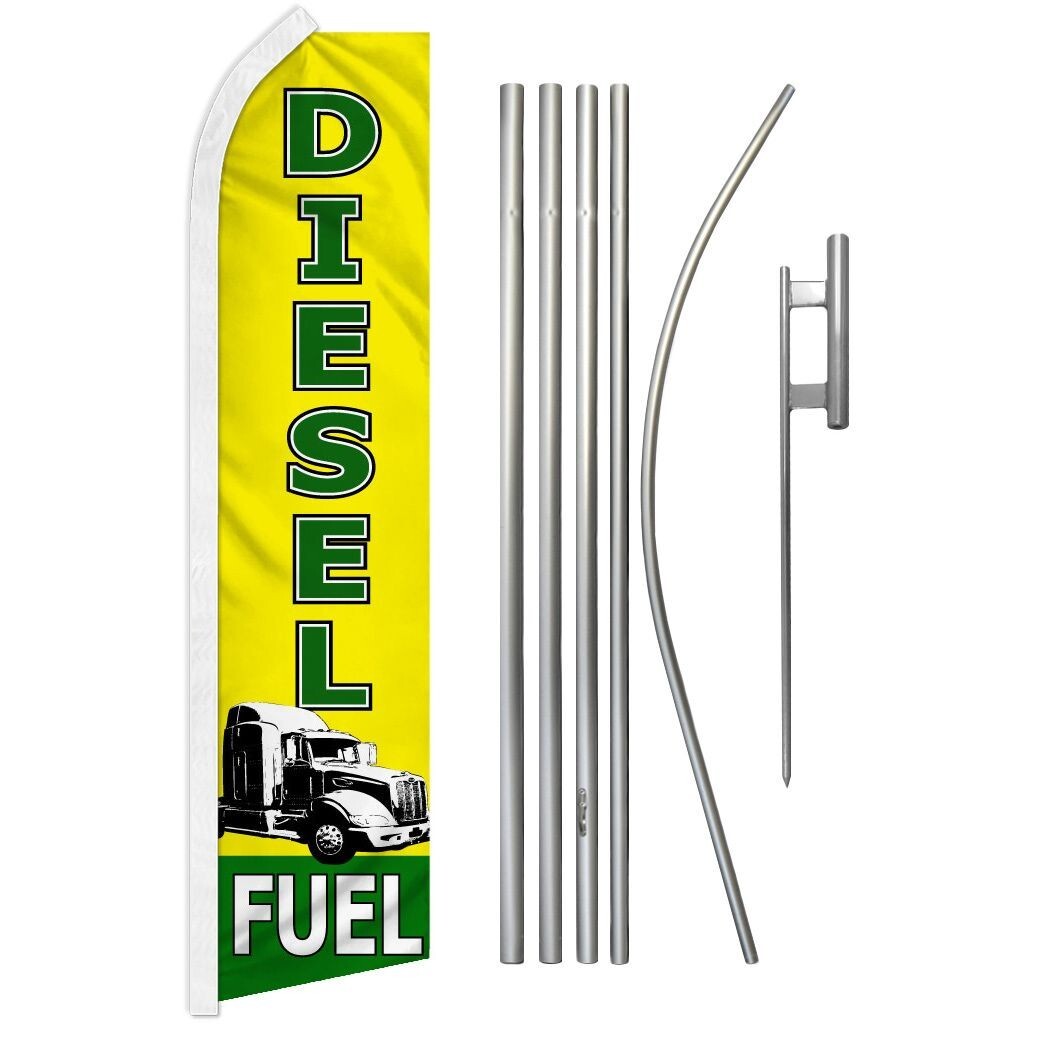 Diesel Fuel Swooper Flutter Feather Advertising Auto Flag & Pole Kit