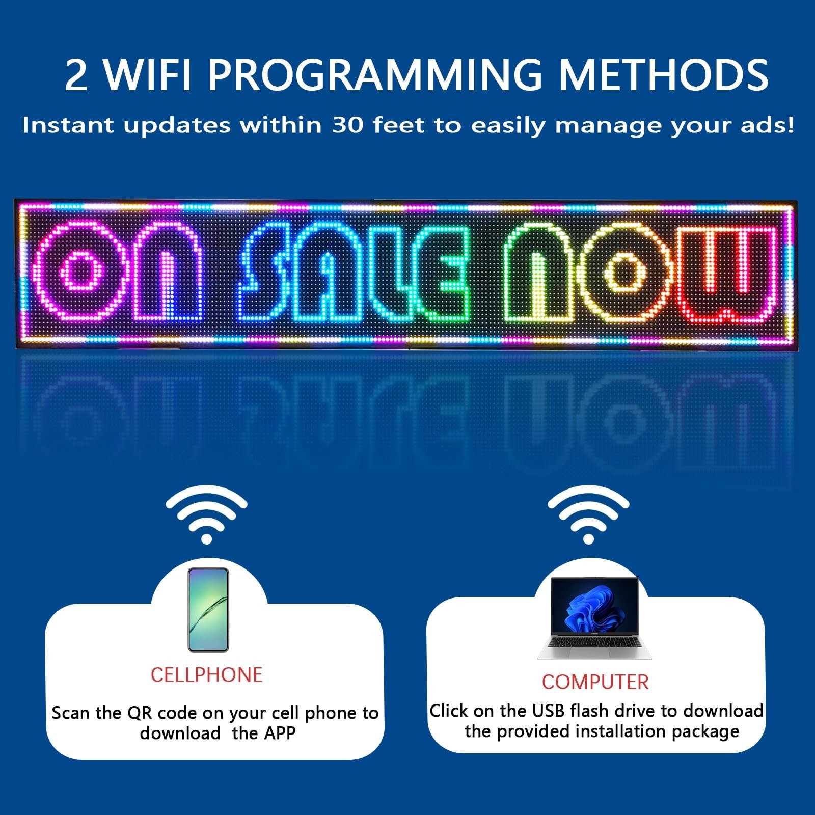 HS ProgrammableLed Sign Digital Scrolling Neon Waterproof Business P10 77’’x14’’