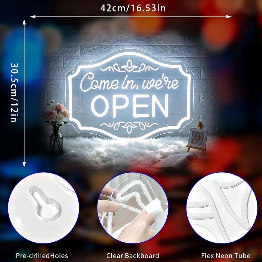 OPEN NEON SIGN FOR BUSINESS SHOP STORE LED OPEN WALL SIGN USB POWERED ACRYLIC