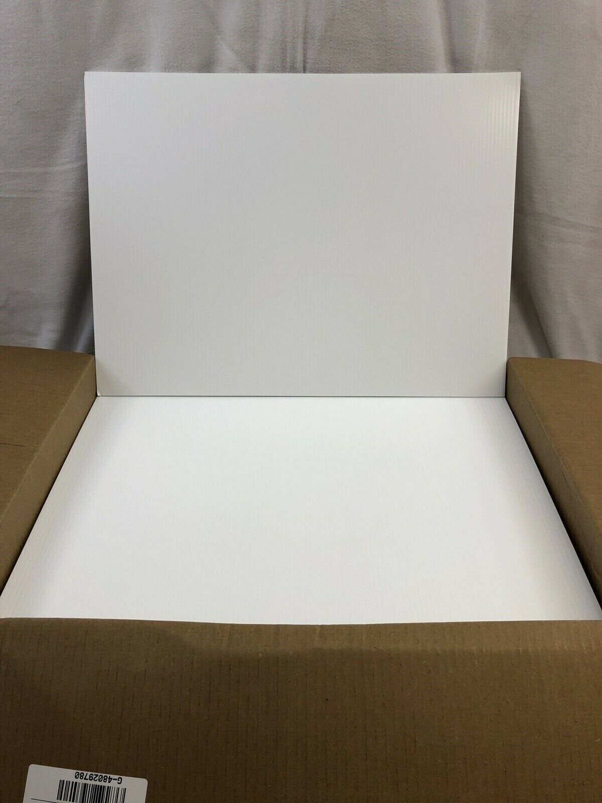 BOX OF 50 WHITE 18″ x 24″ BLANK CORRUGATED YARD SIGNS *LOWEST PRICE*