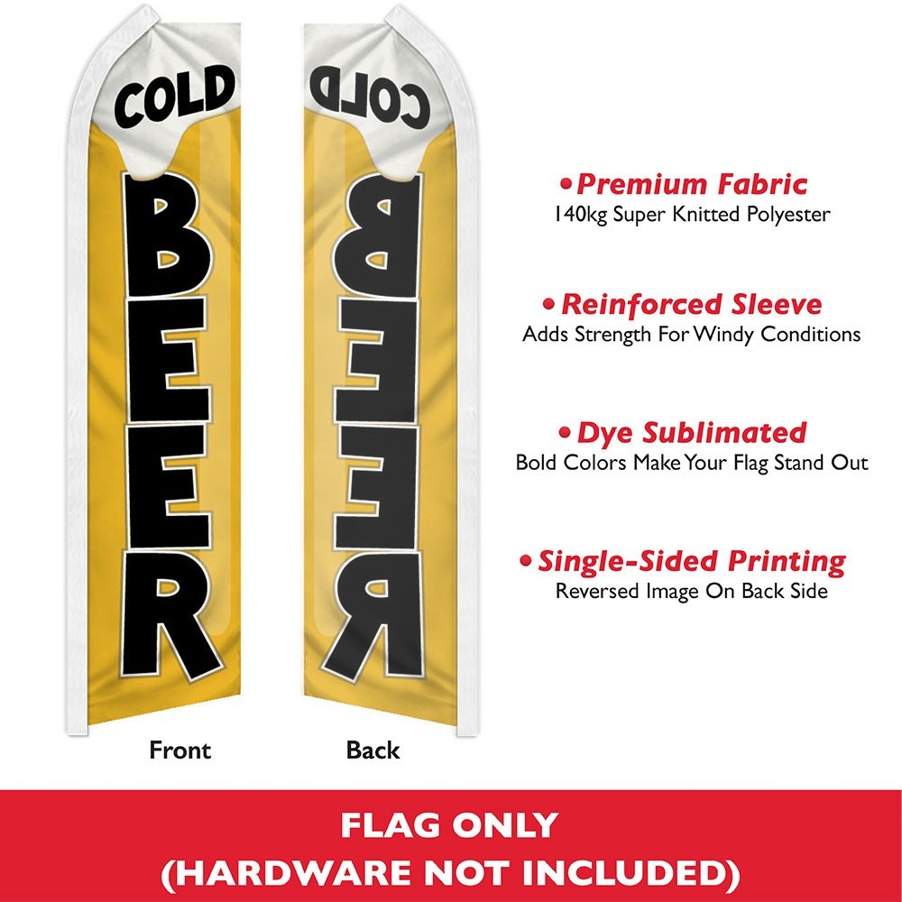 Cold Beer Advertising Swooper Feather Flutter Flag Concessions Drinks
