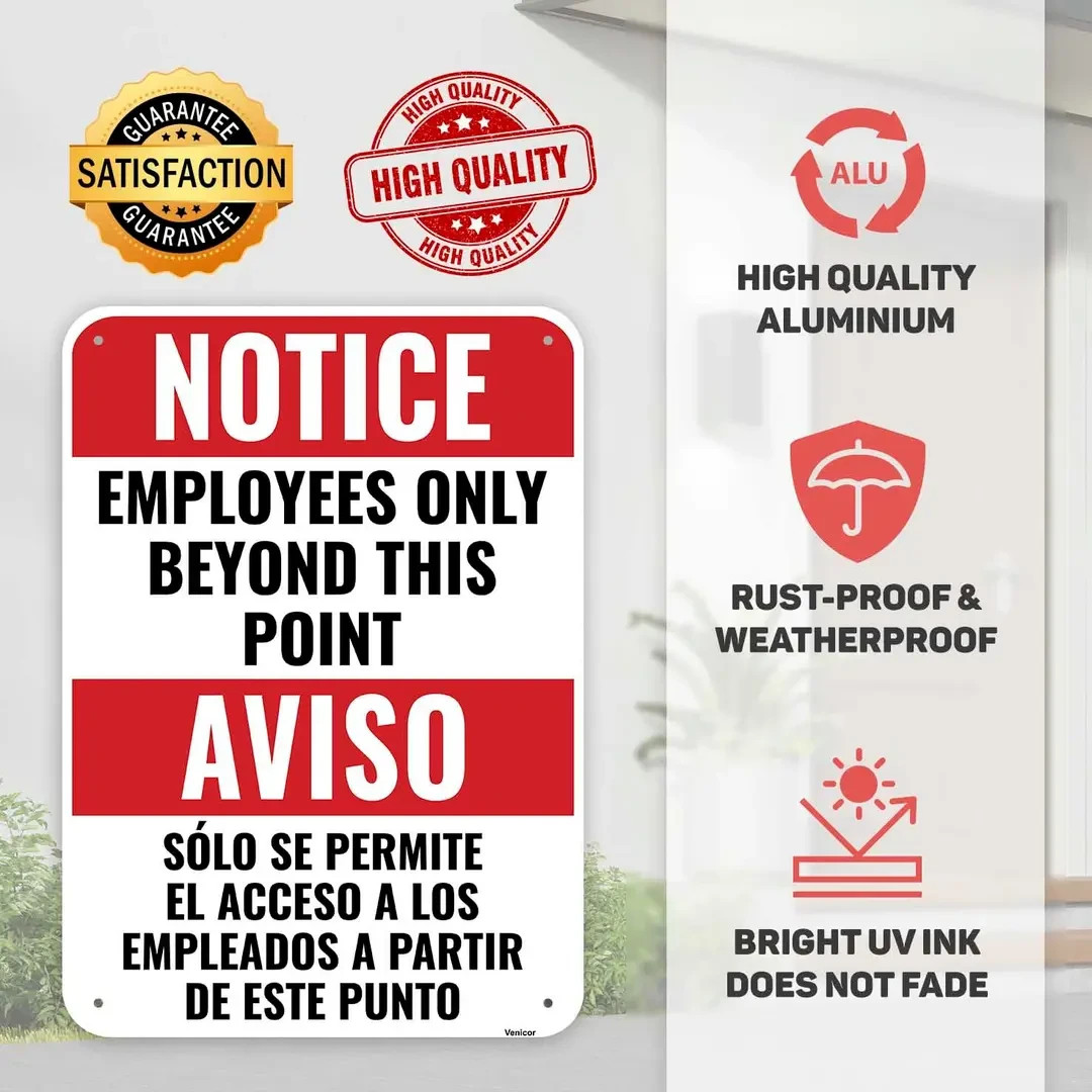 Employees Signage Only Beyond This Point Bilingual Sign Spanish English Espanol