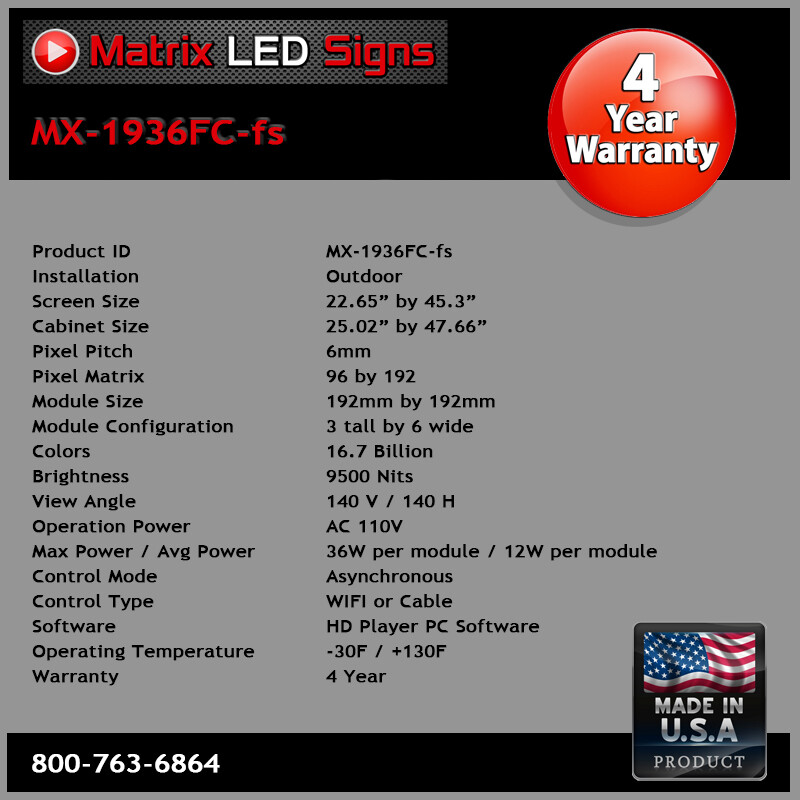 LED Sign Outdoor Full Color One Sided LED Programmable Message Digital Sign P6