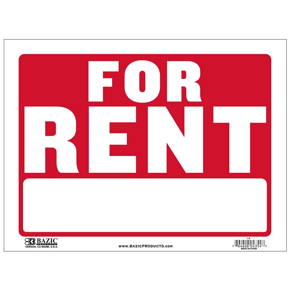 BAZIC 12″ X 16″ For Rent Sign, pack of 24
