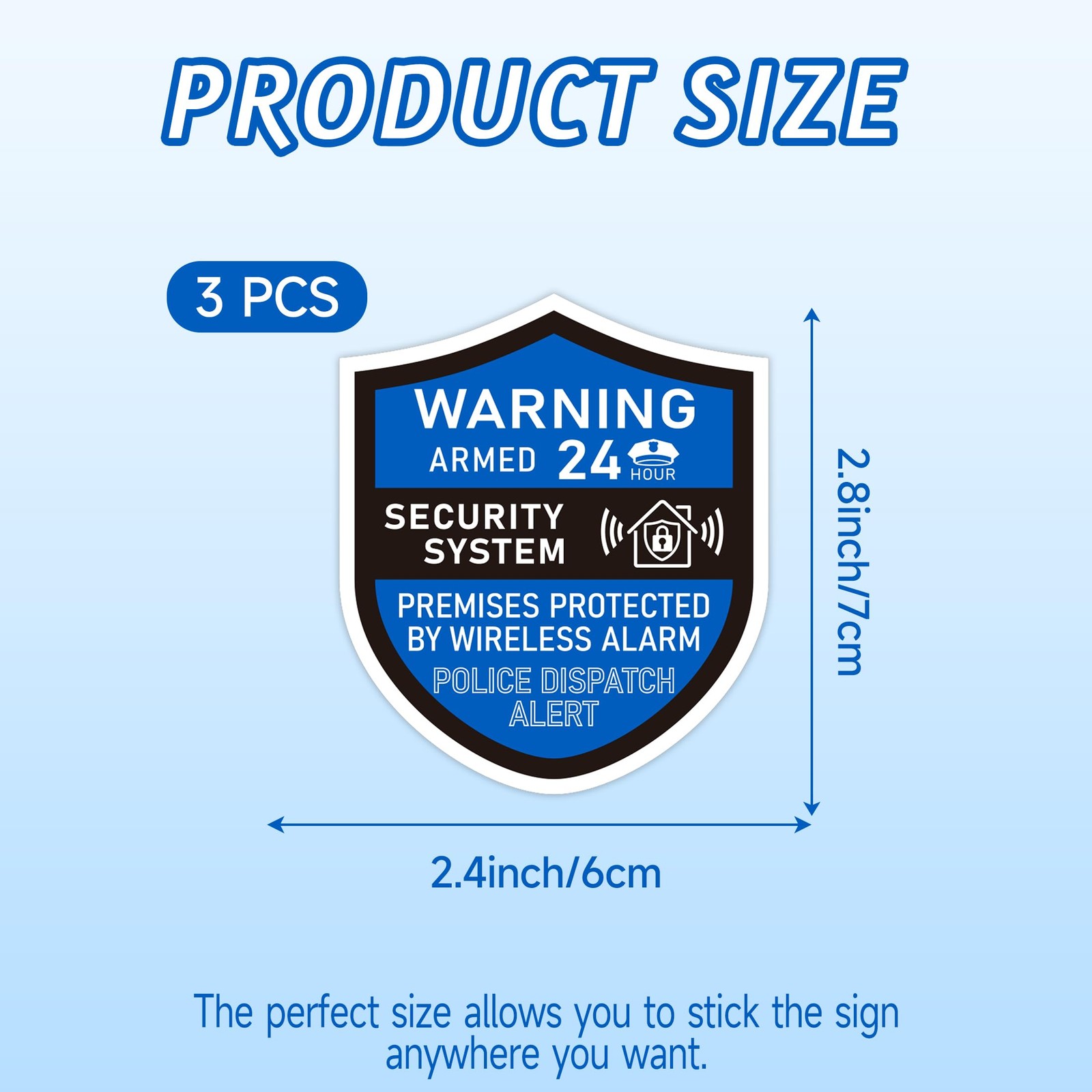 3PCS Security Alarm System Sign for Home, Self-Adhesive Weatherproof Small 24…